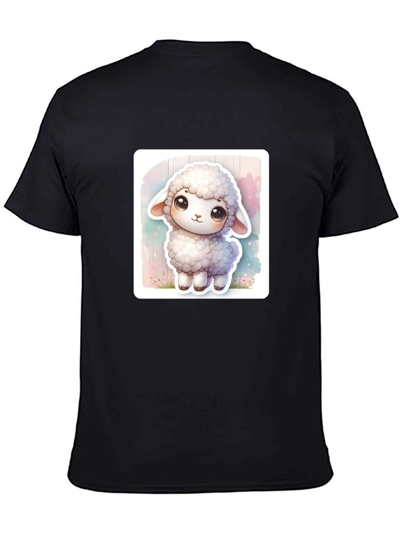 Black Cute Sheep Graphic Tee - Soft Cotton Blend view 4