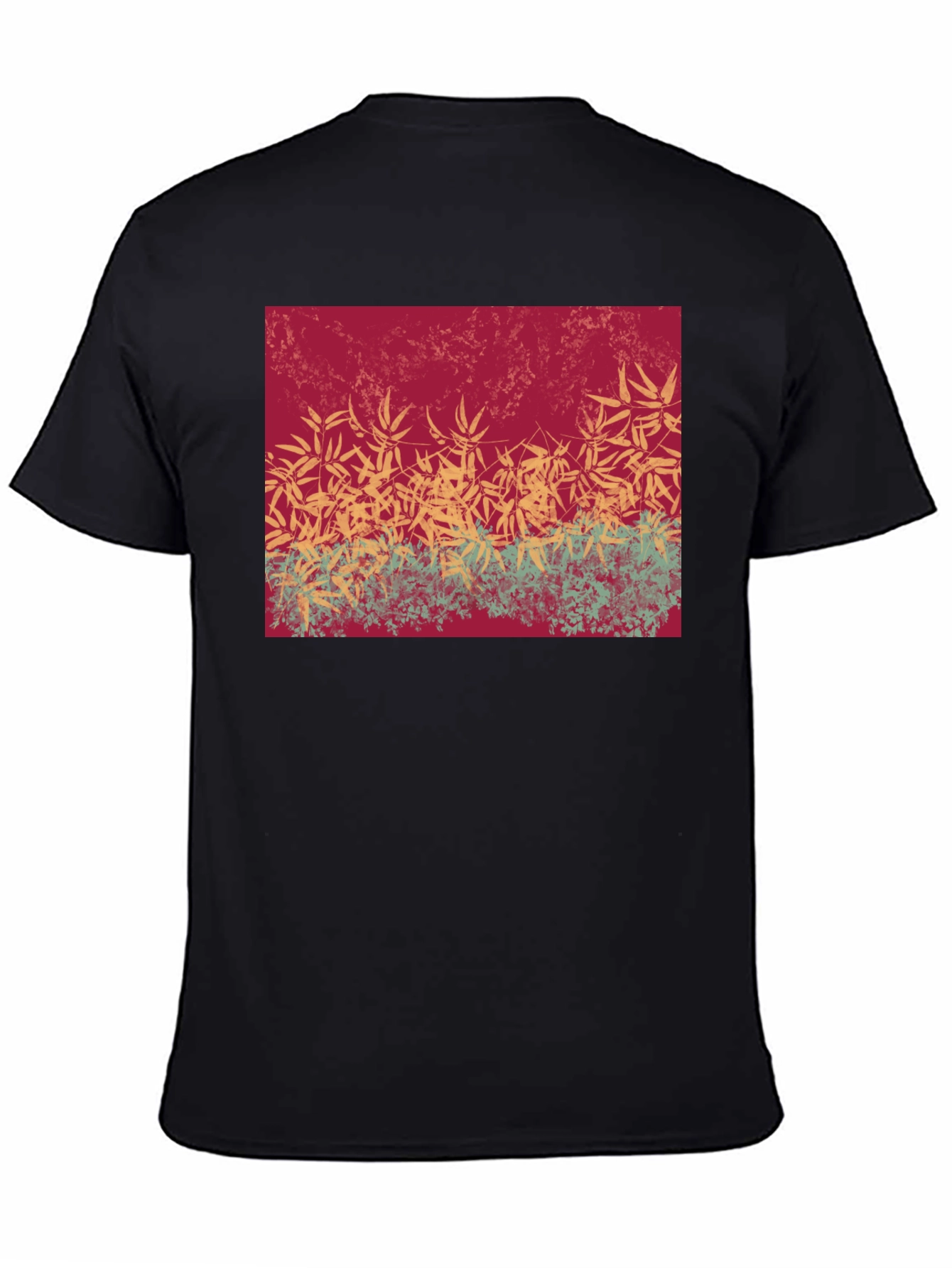 Black Botanical Print Crew Neck T-Shirt view 4