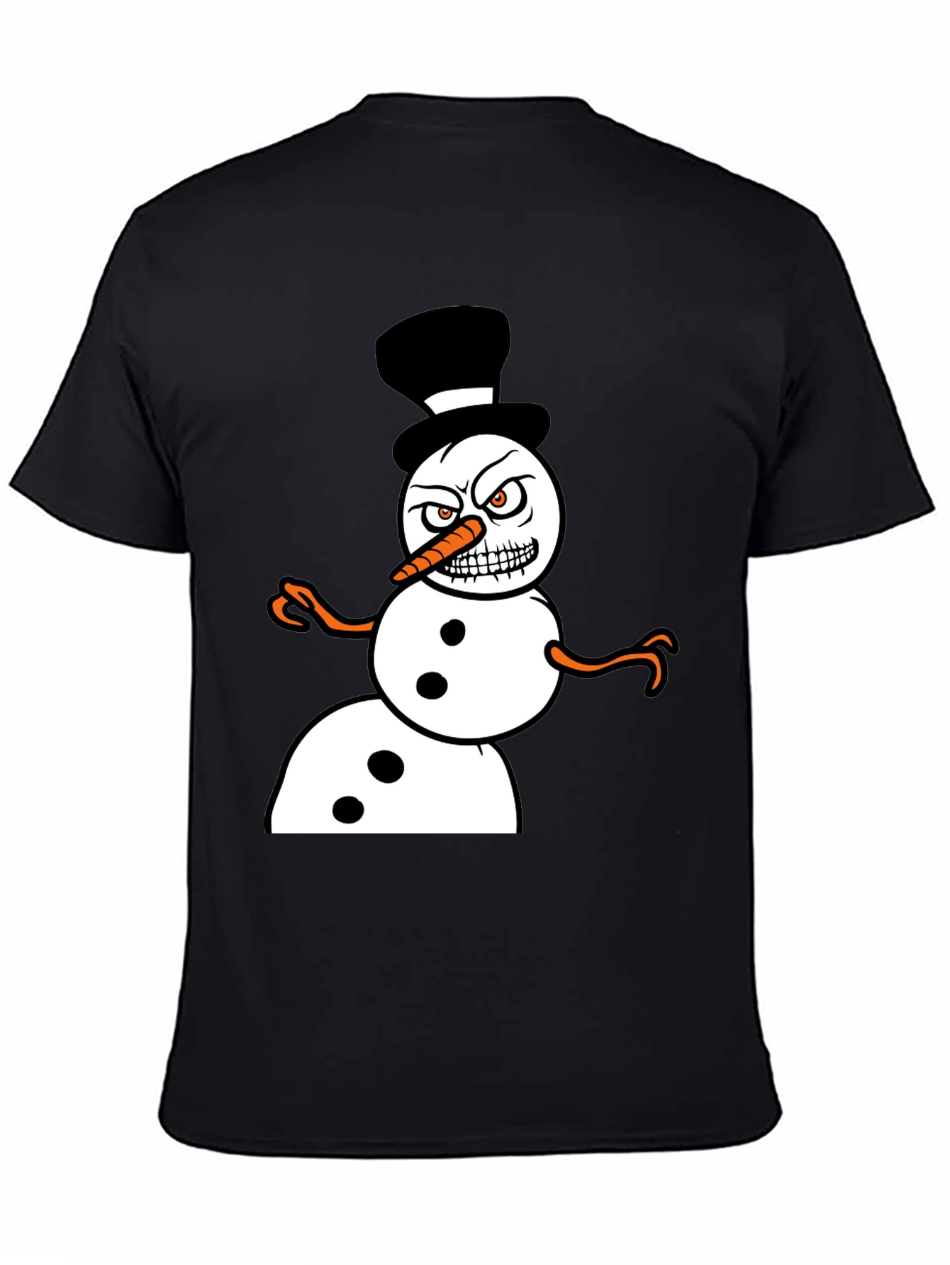 Black Grumpy Snowman Graphic Tee view 4