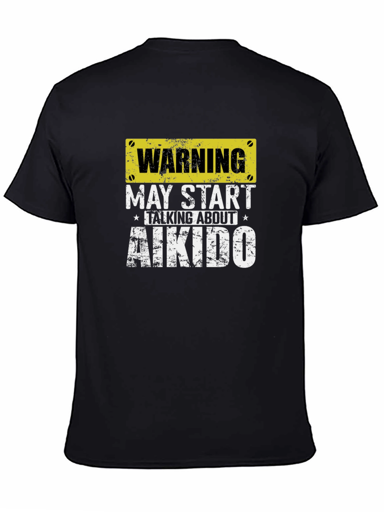 Black Warning Aikido T-Shirt - Martial Arts Fan Tee view 4