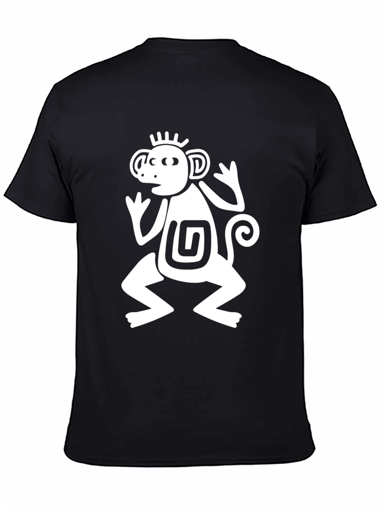 Black Aztec Monkey Graphic T-Shirt - Black Crew Neck Tee view 4