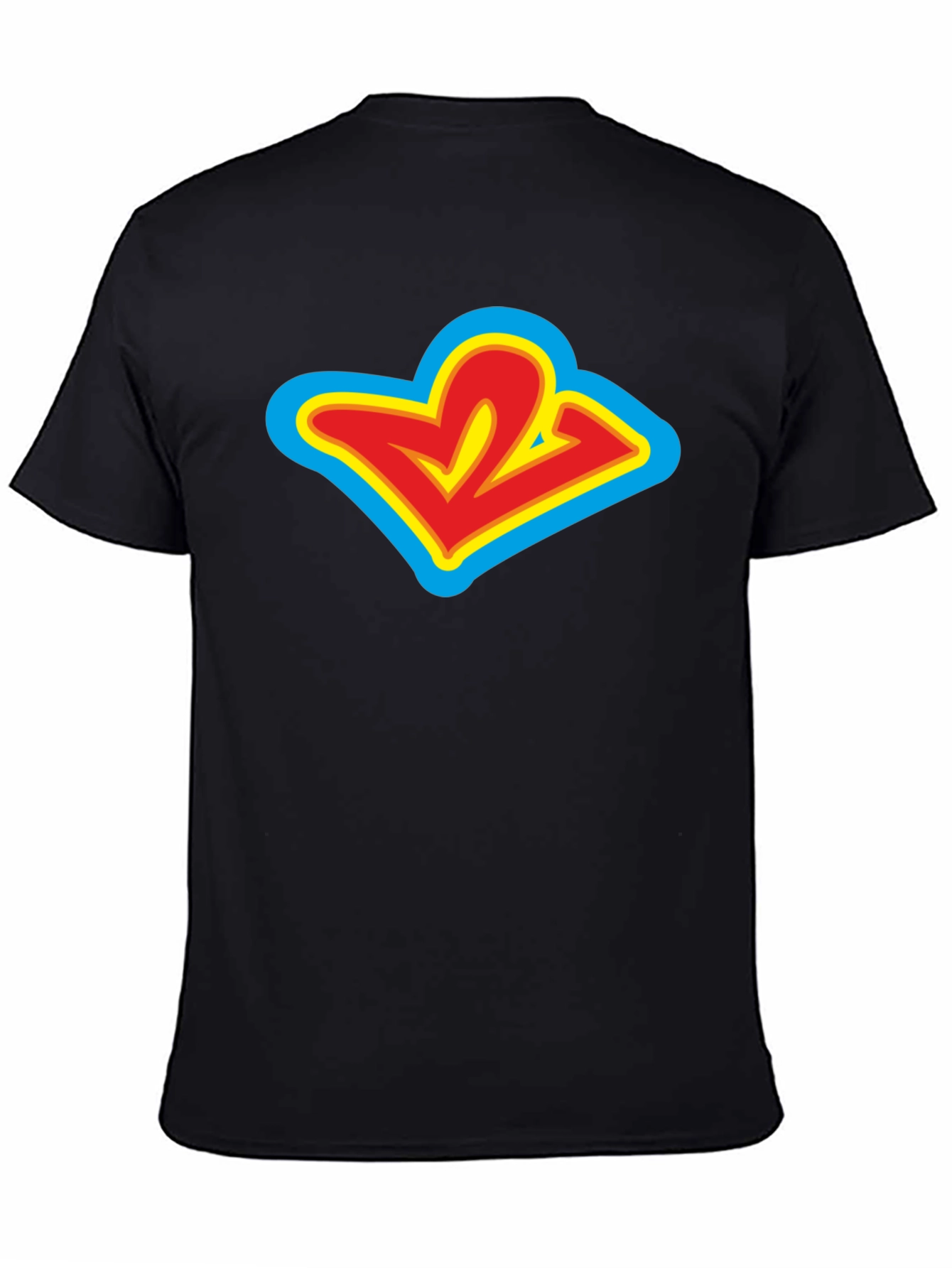 Black Retro Cartoon Logo Black T-Shirt view 4