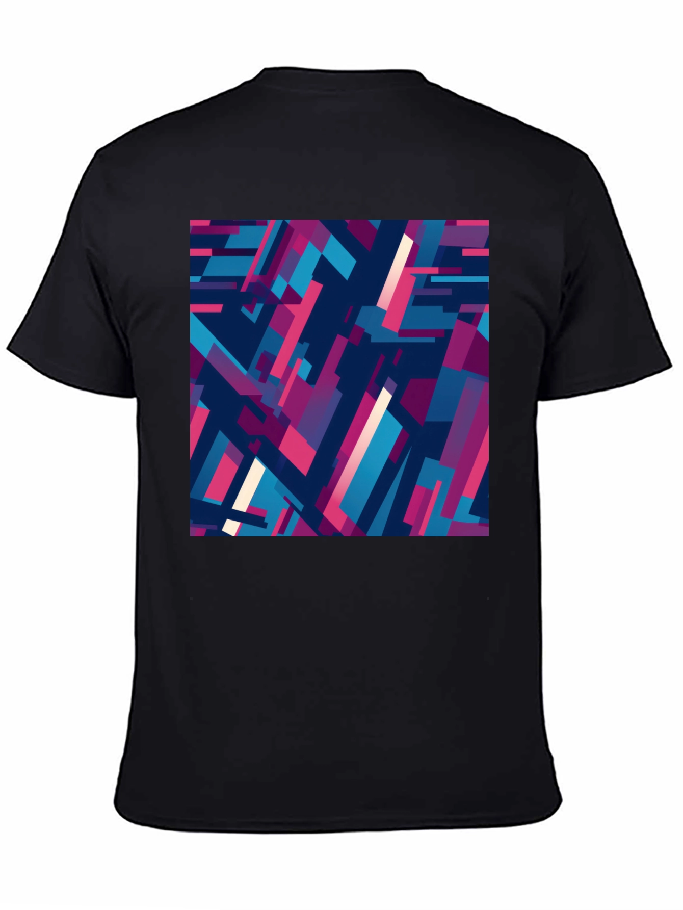 Black Abstract Geometric Pattern Black T-Shirt view 4