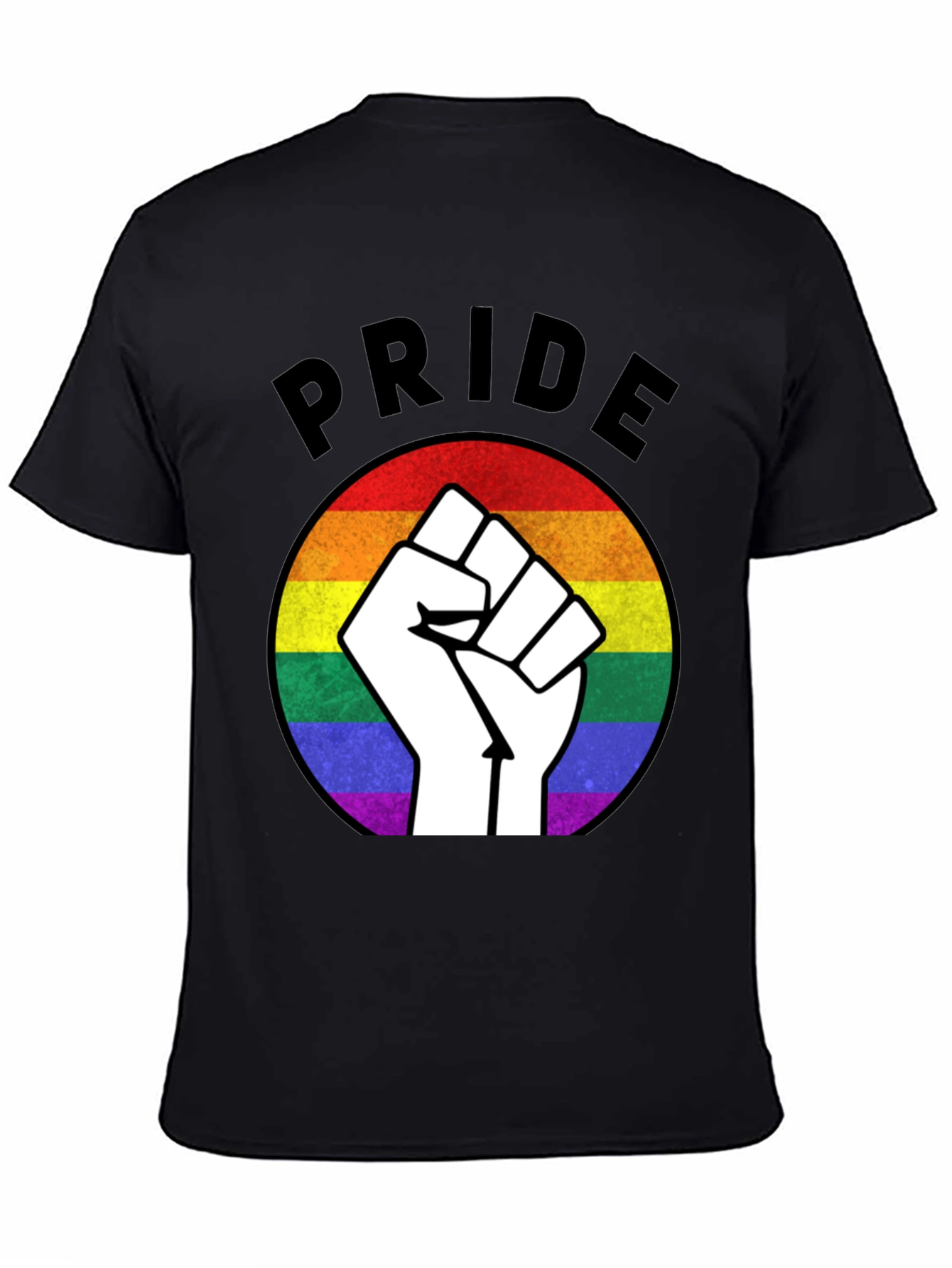Black Pride Fist Rainbow Graphic T-Shirt view 4