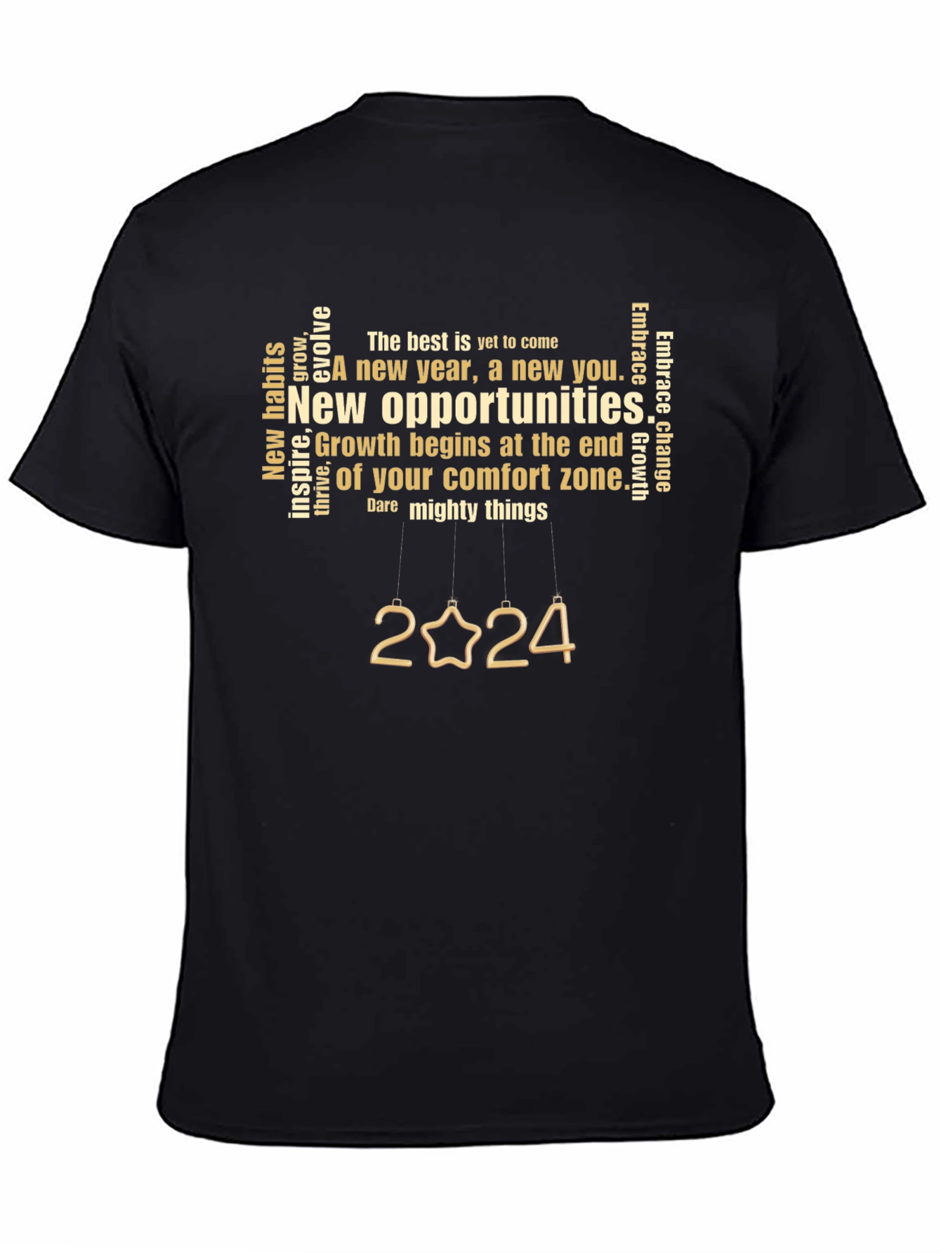 Black Motivational 2024 New Year T-Shirt view 4