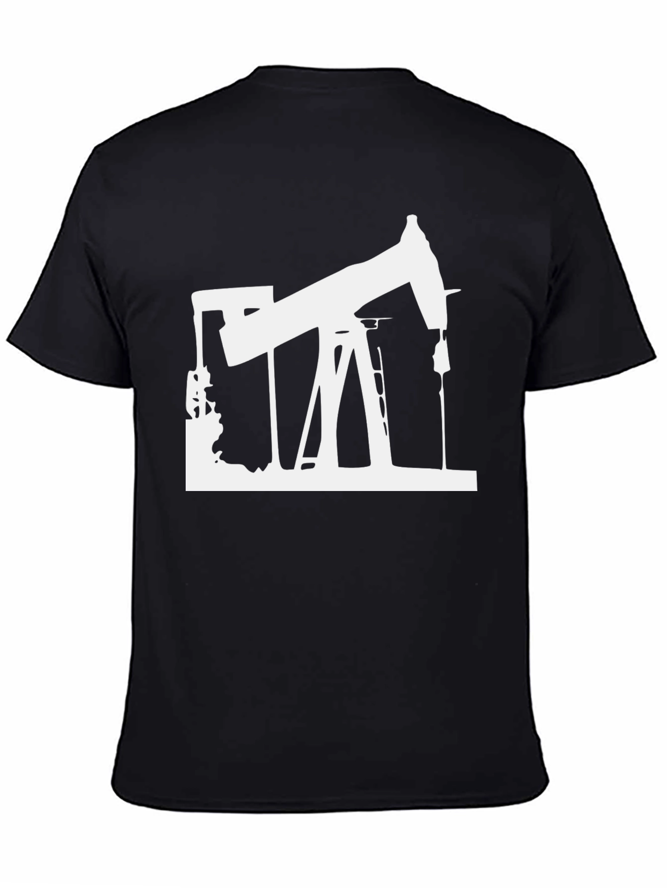 Black Oil Rig Graphic Tee - Black Cotton T-Shirt view 4