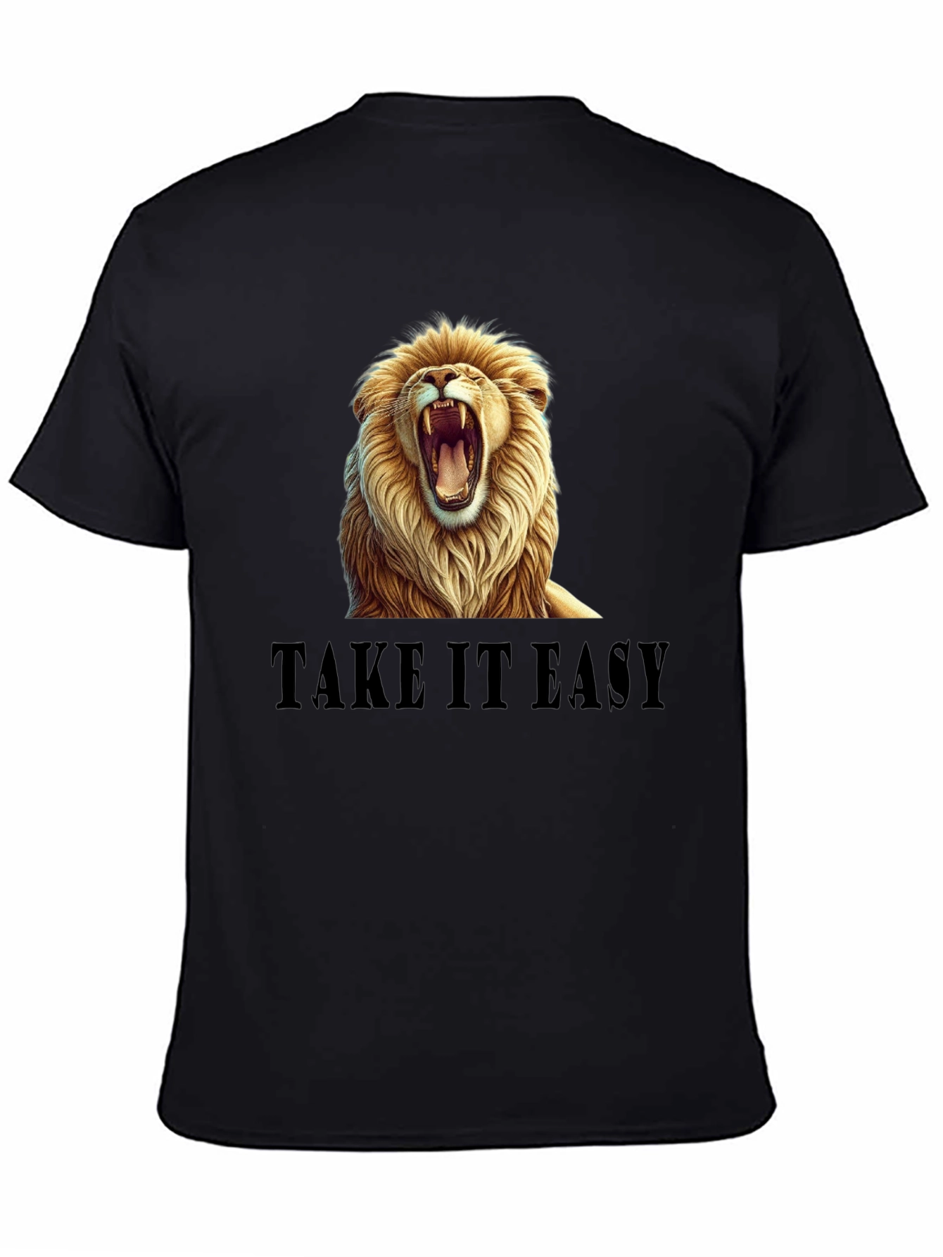 Black Lion Take it Easy Graphic Black T-Shirt view 4
