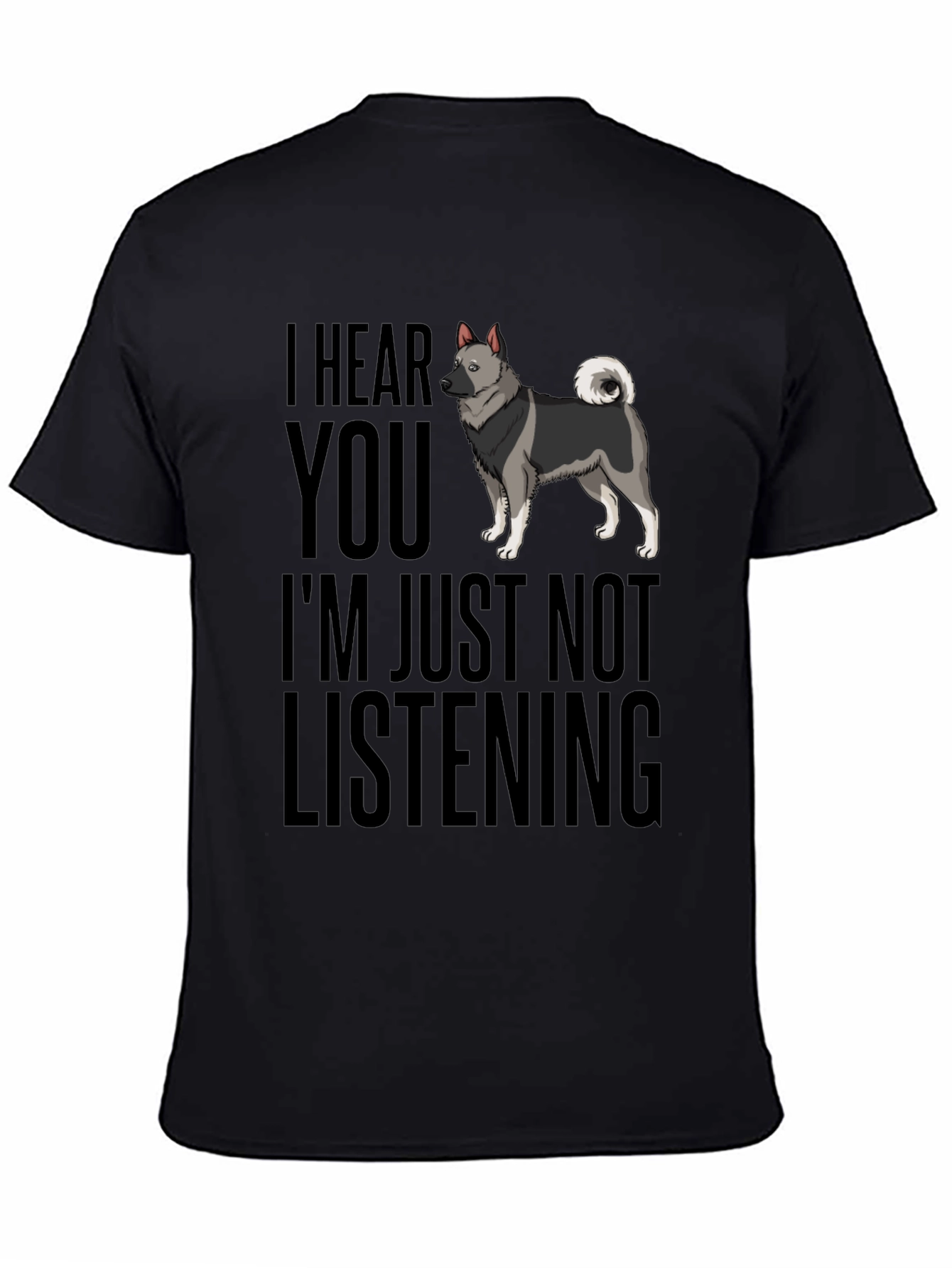 Black Funny Dog T-Shirt - I Hear You view 4