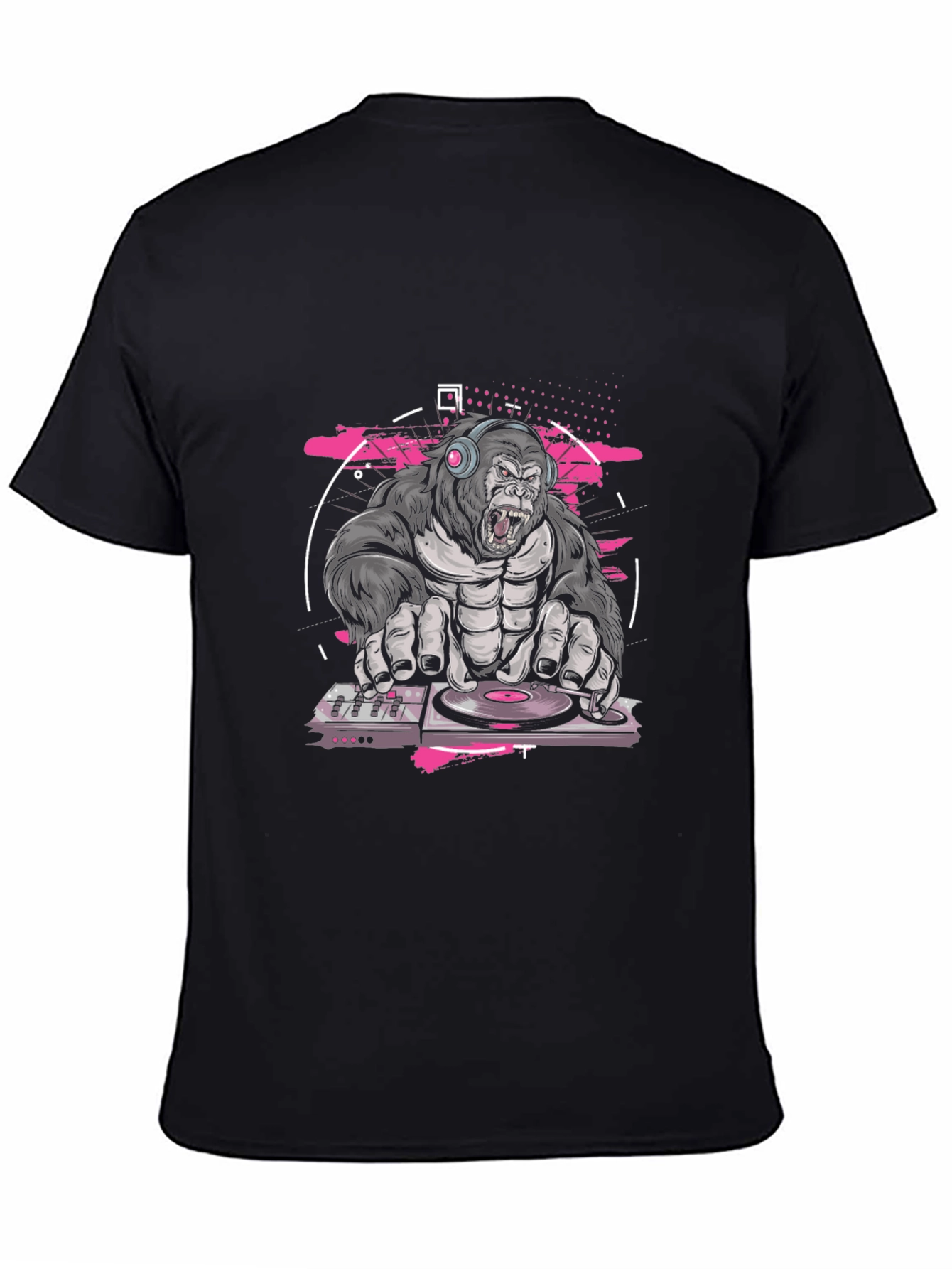 Black DJ Gorilla Black T-Shirt view 4