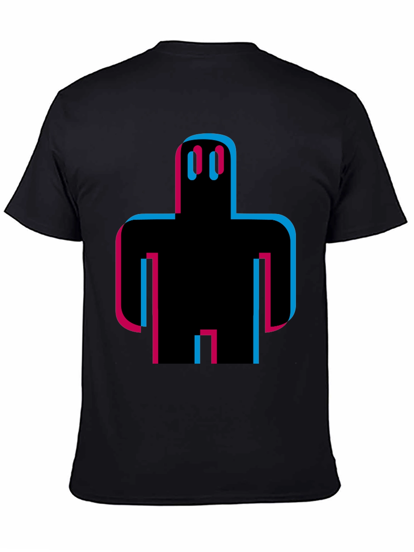 Black Abstract Robot Graphic Tee - Black Cotton T-Shirt view 4