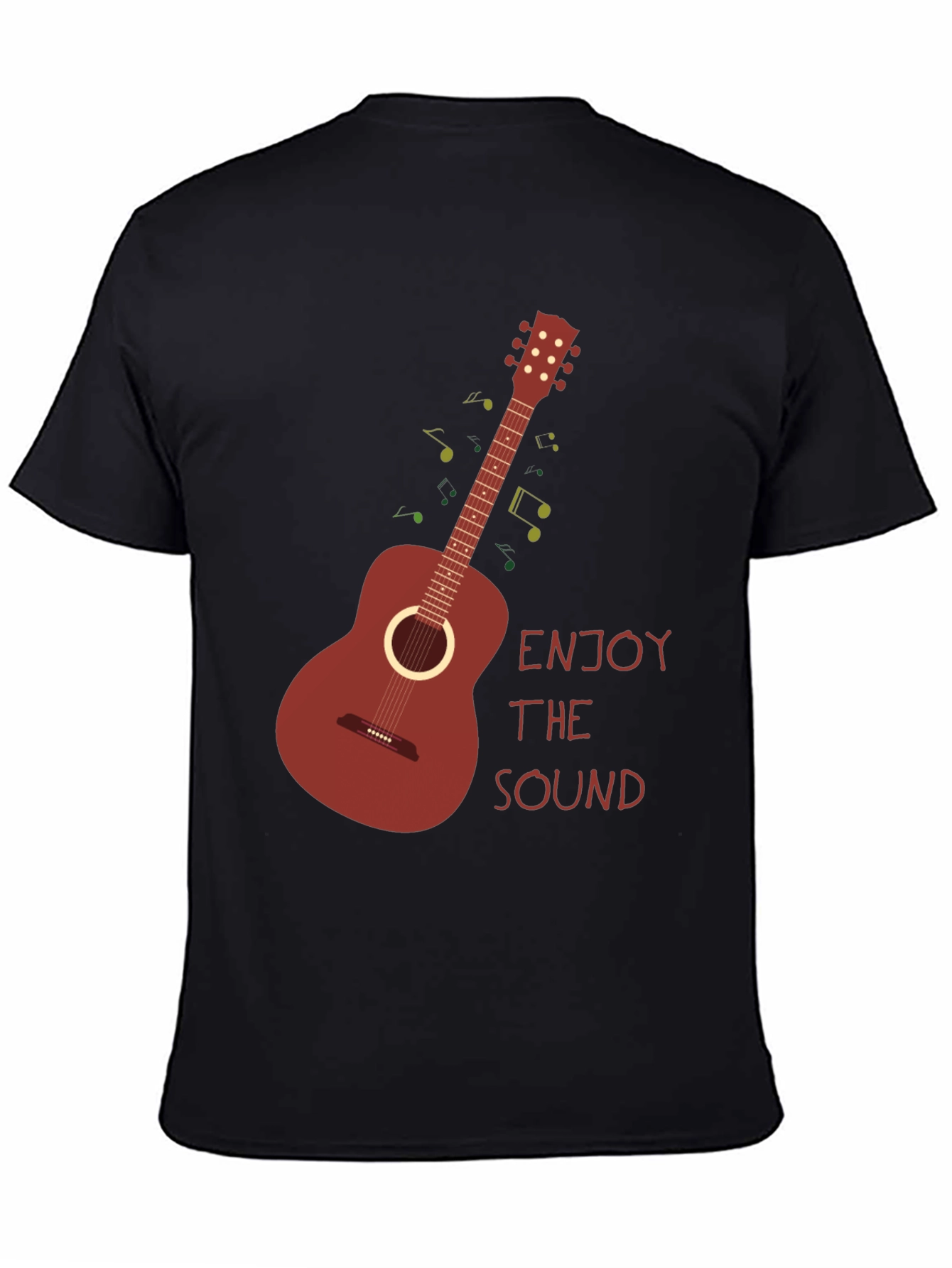 Black Enjoy The Sound T-Shirt - Guitar Graphic Tee view 4