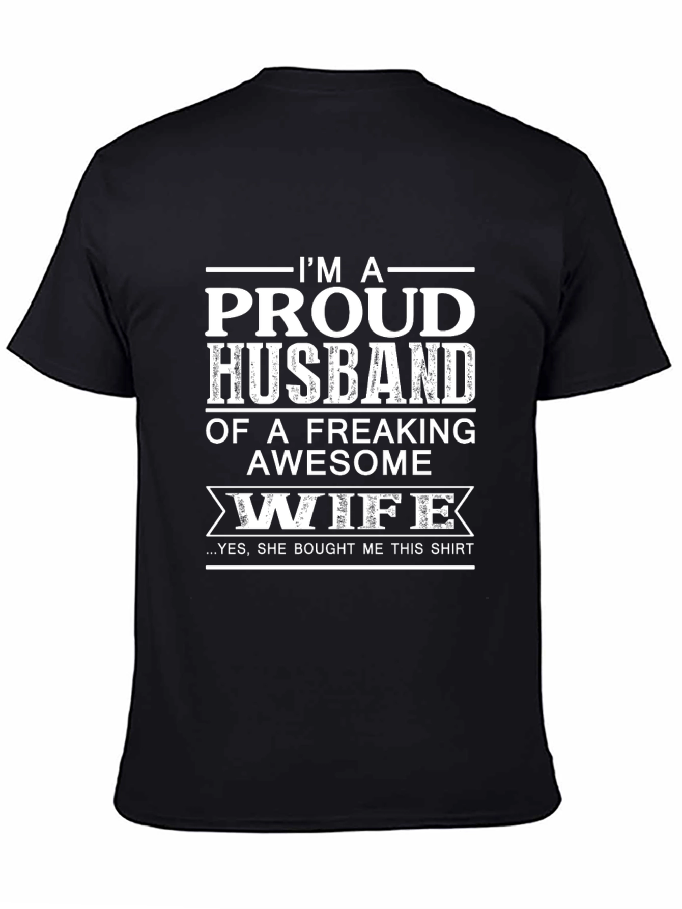 Black Proud Husband Awesome Wife Graphic Tee view 4