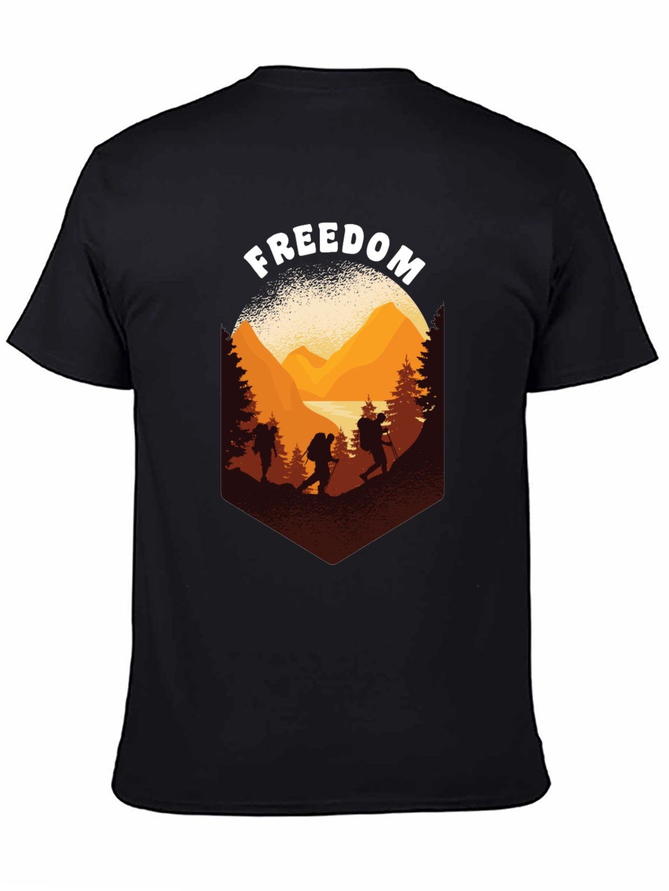 Black Freedom Hiking Adventure Graphic Tee view 4