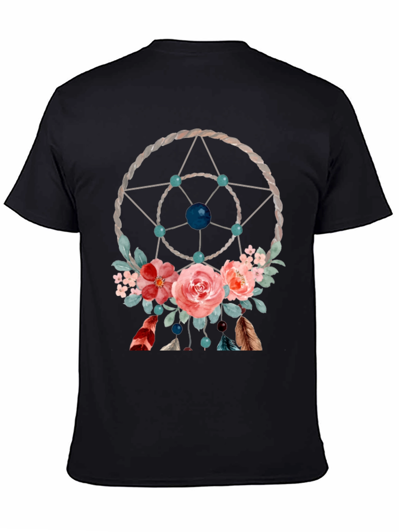 Black Dreamcatcher Floral Graphic Tee view 4