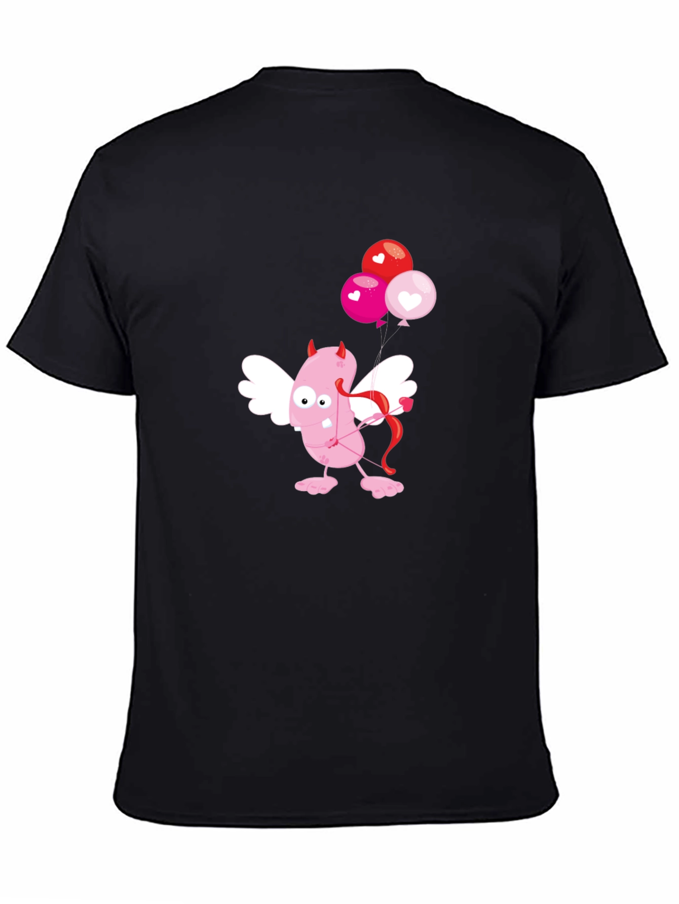 Black Cupid Monster Valentine's Day Black T-Shirt view 4