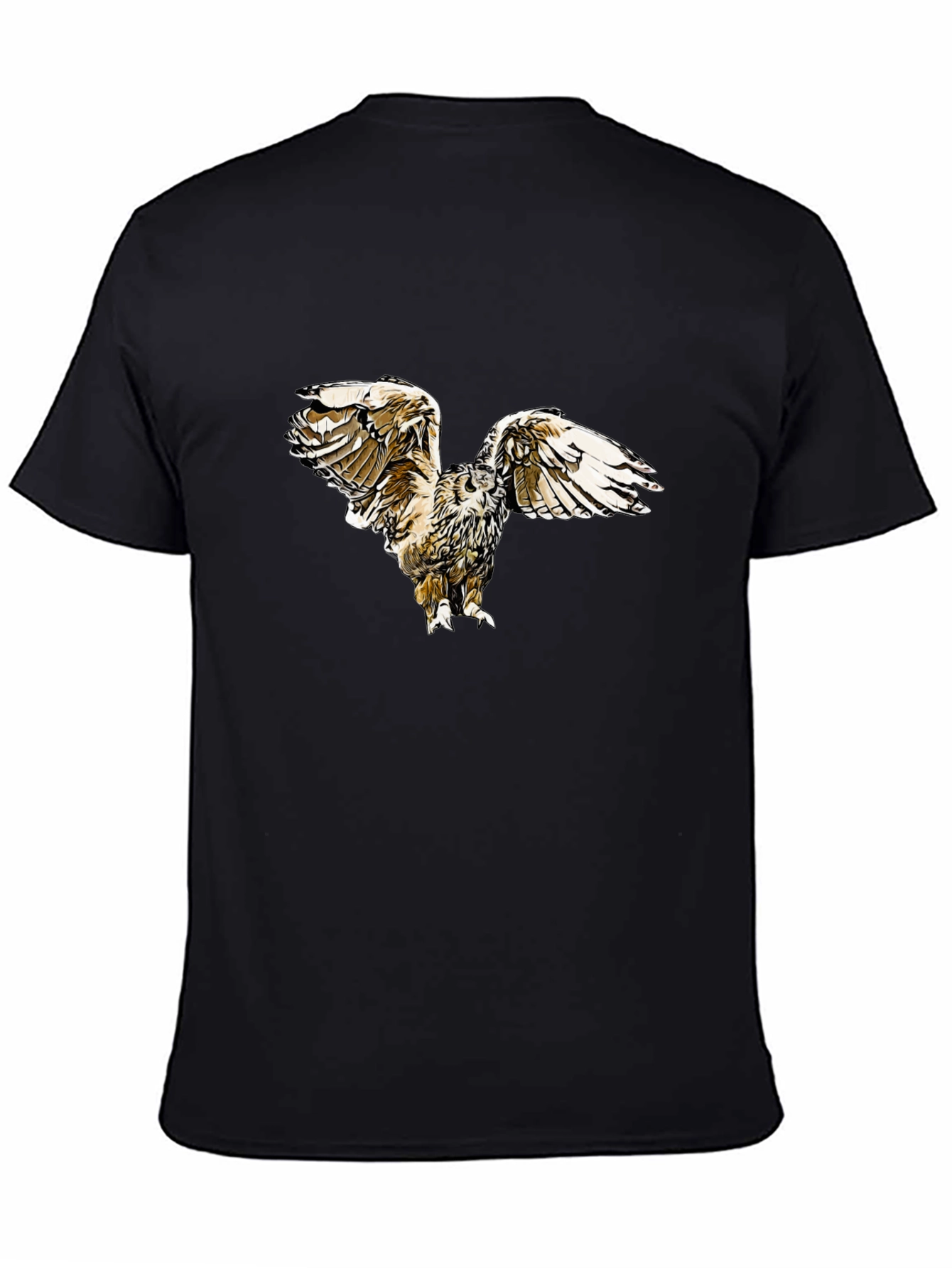 Black Owl Print Black T-Shirt view 4