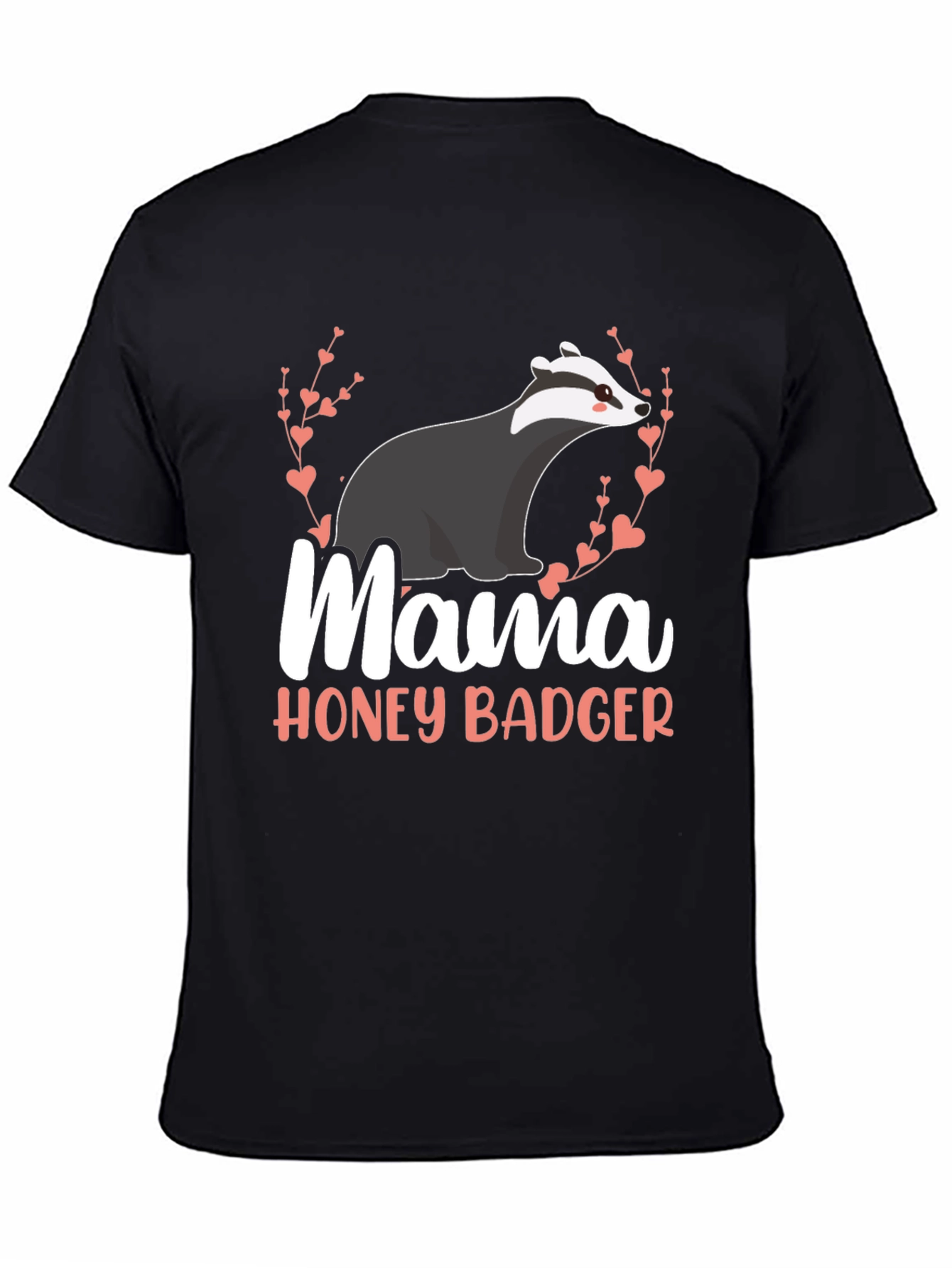 Black Mama Honey Badger T-Shirt - Cute Badger Design view 4