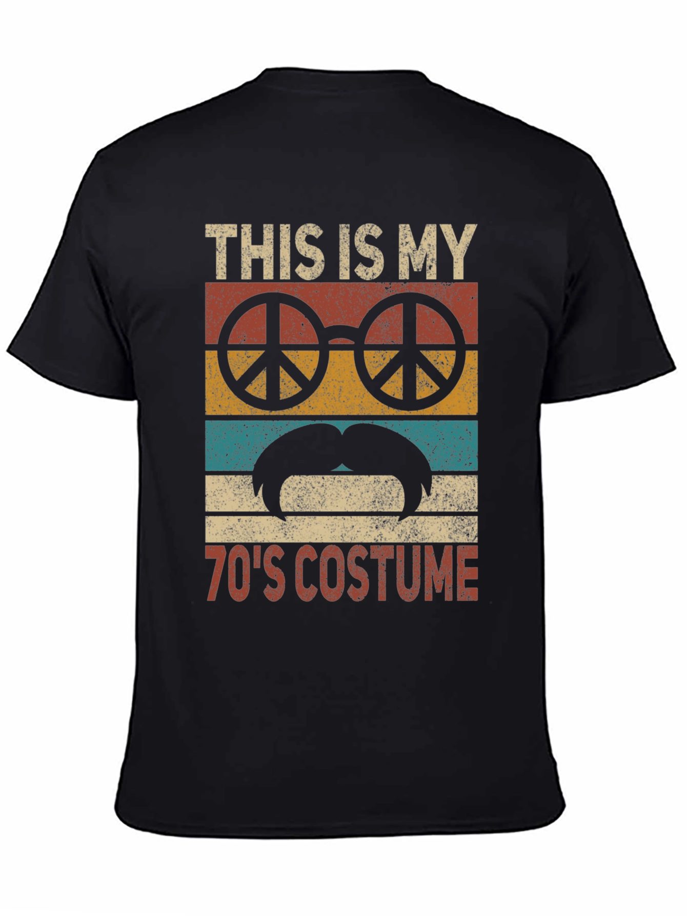 Black 70's Costume T-Shirt Retro Peace Sign Tee view 4