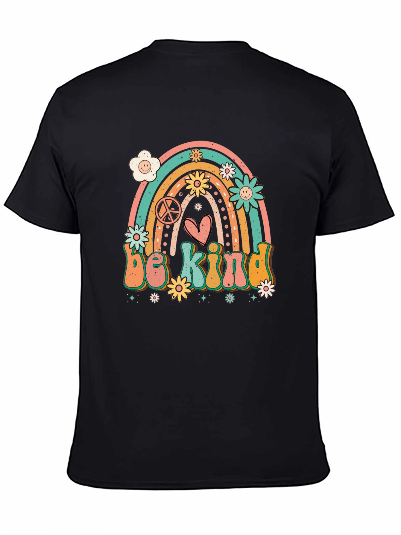 Black Be Kind Rainbow Graphic Tee - Black T-Shirt view 4