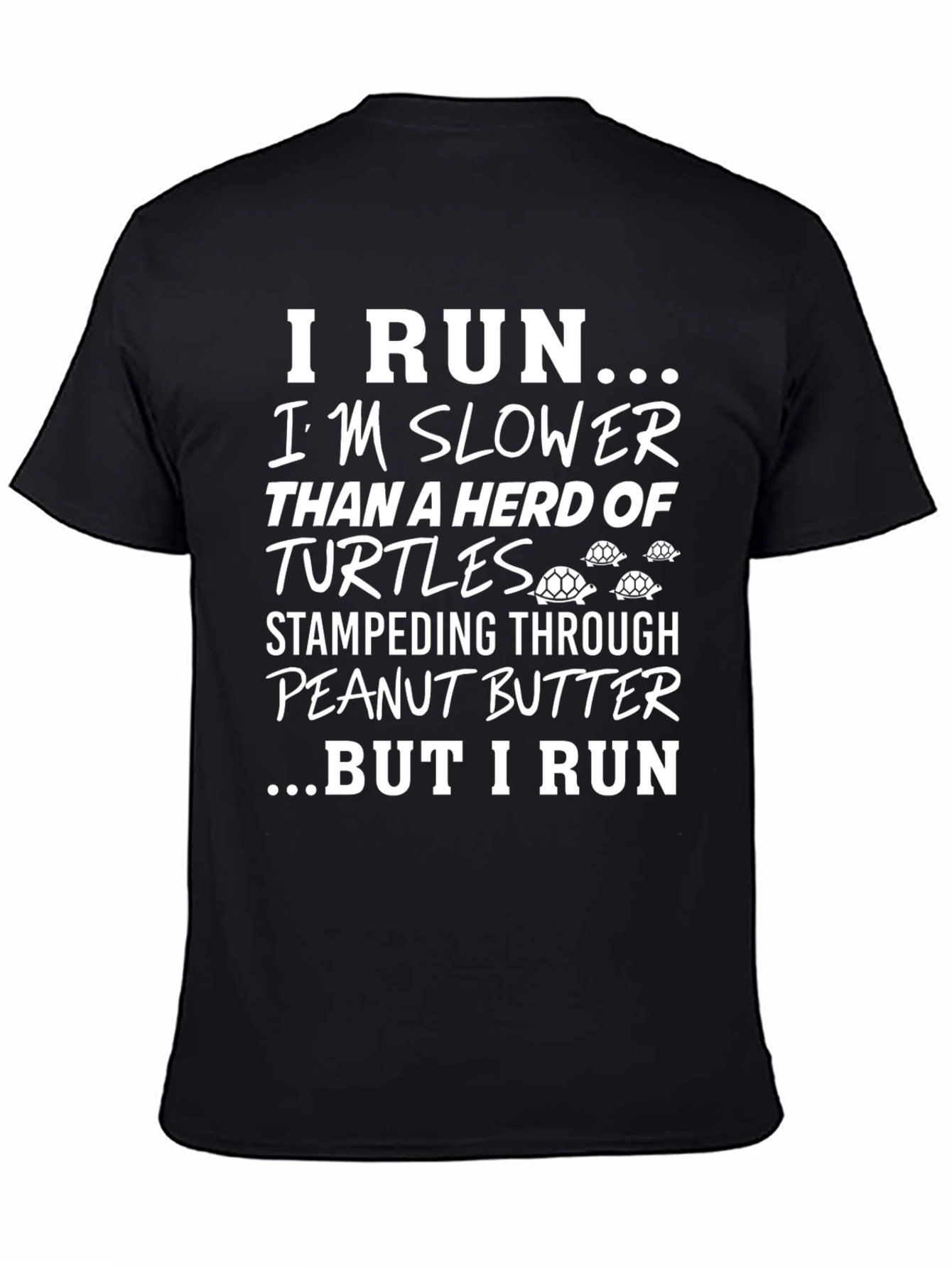 Black Funny Running T-Shirt - Herd of Turtles Peanut Butter view 4