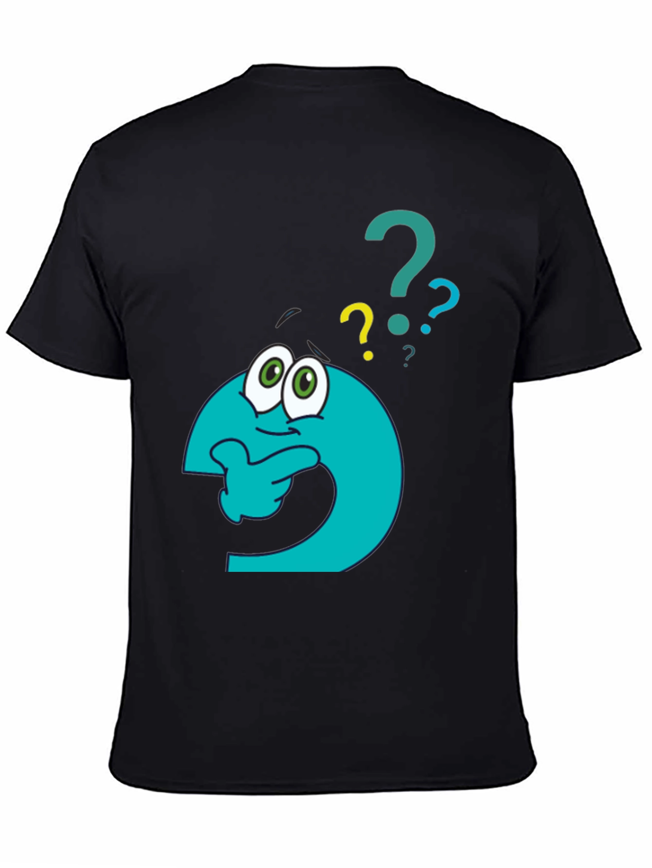 Black Thinking Question Mark Graphic T-Shirt view 4