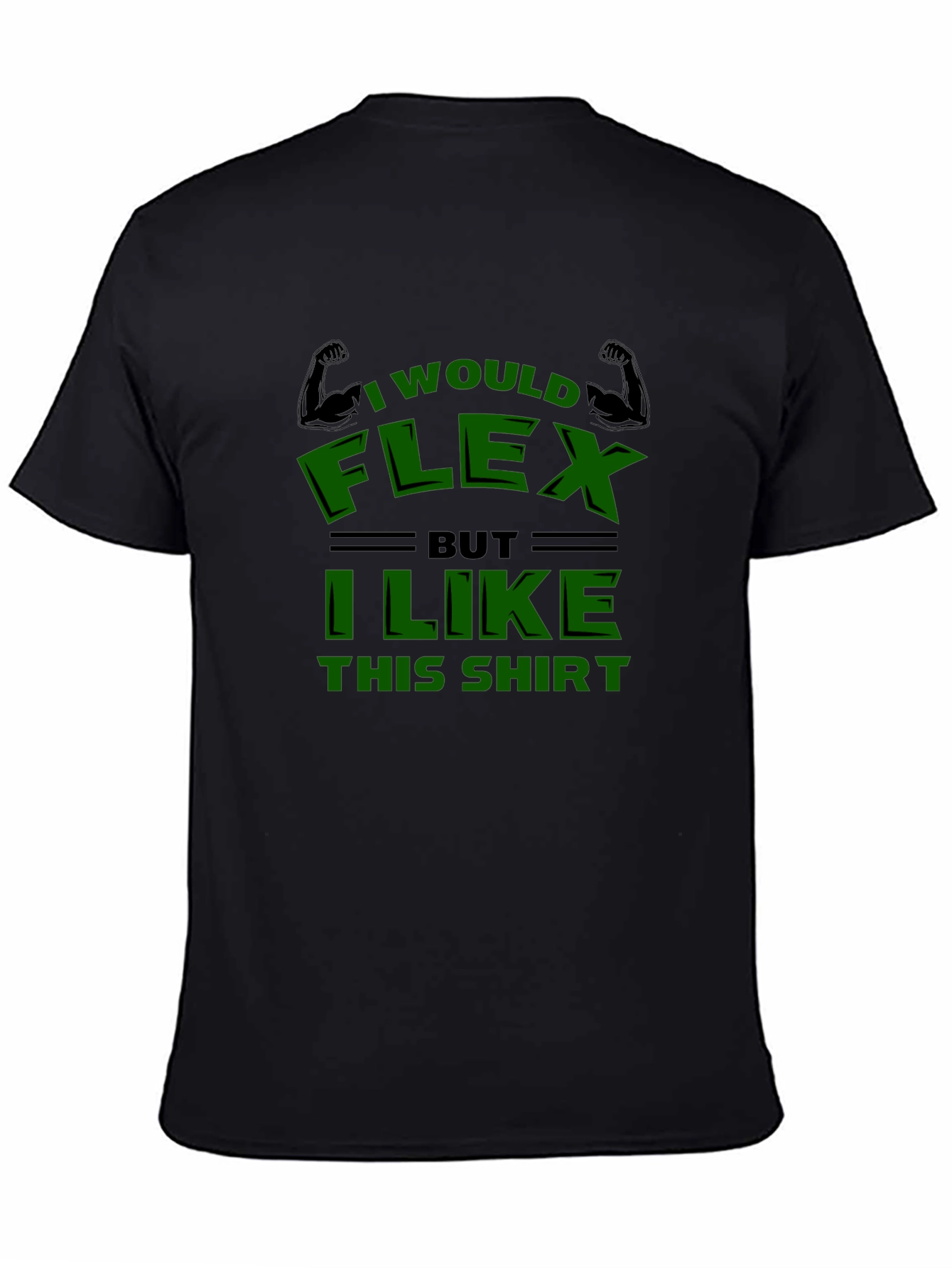 Black Funny "I Would Flex" Graphic T-Shirt view 4