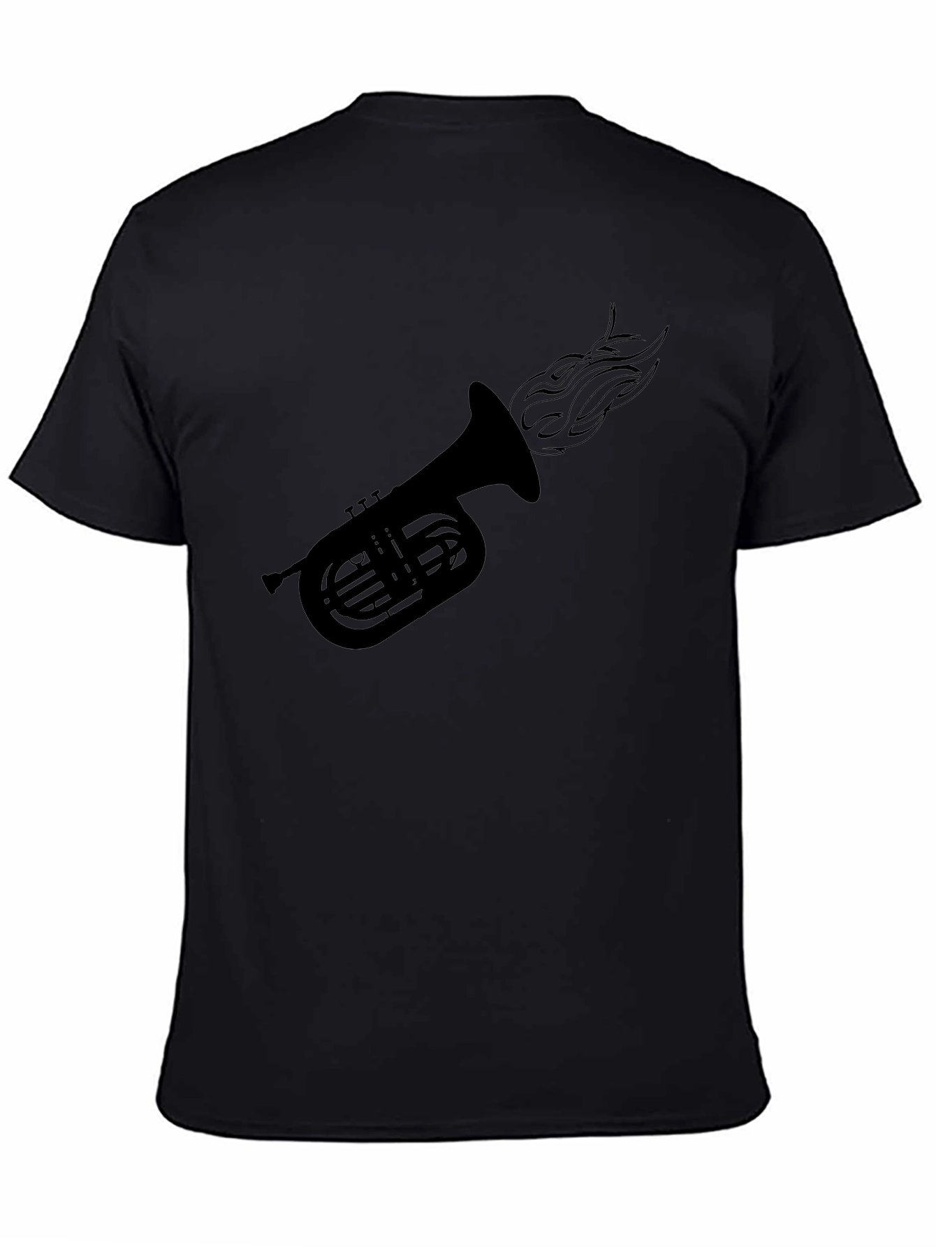 Black Fiery Tuba Graphic Tee - Black Cotton Comfort view 4