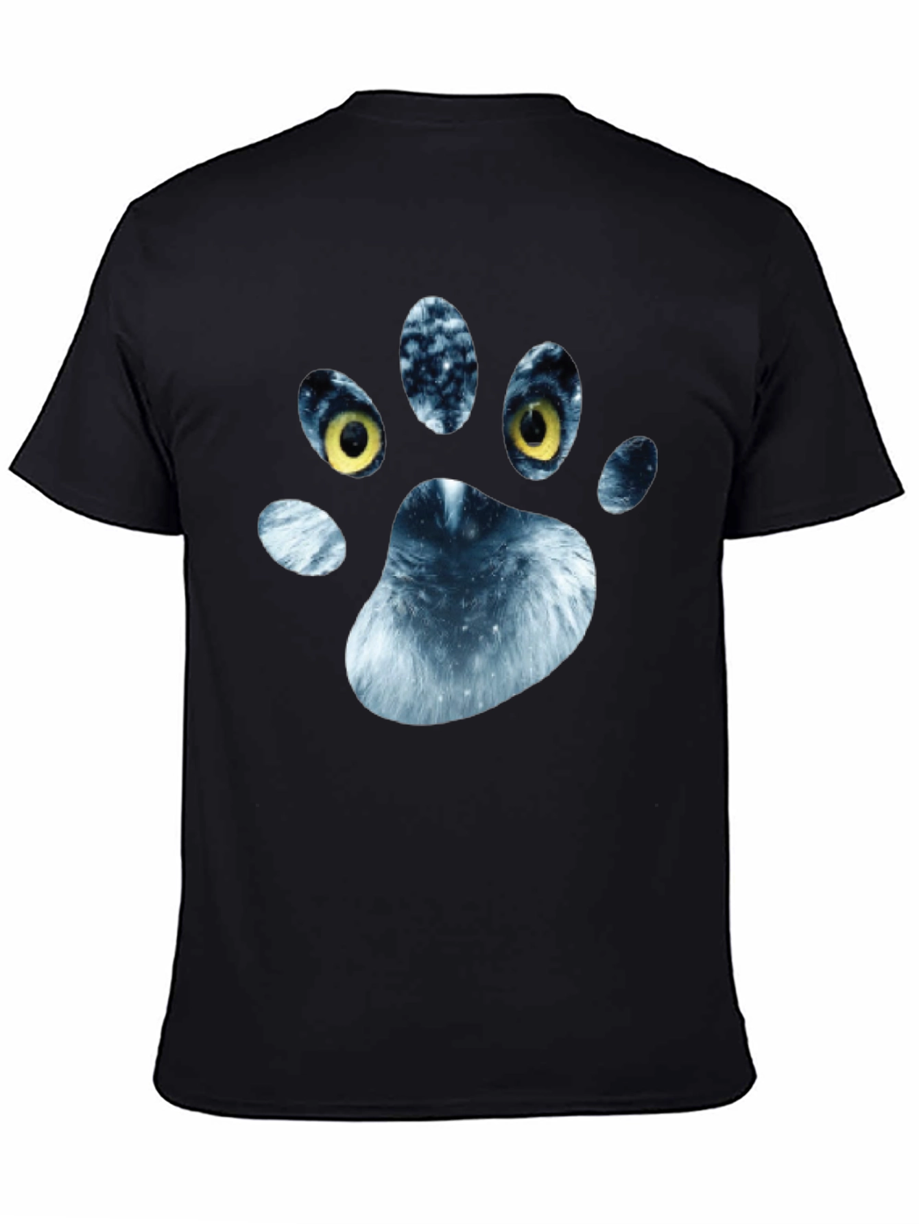 Black Wolf Paw Print Graphic T-Shirt view 4
