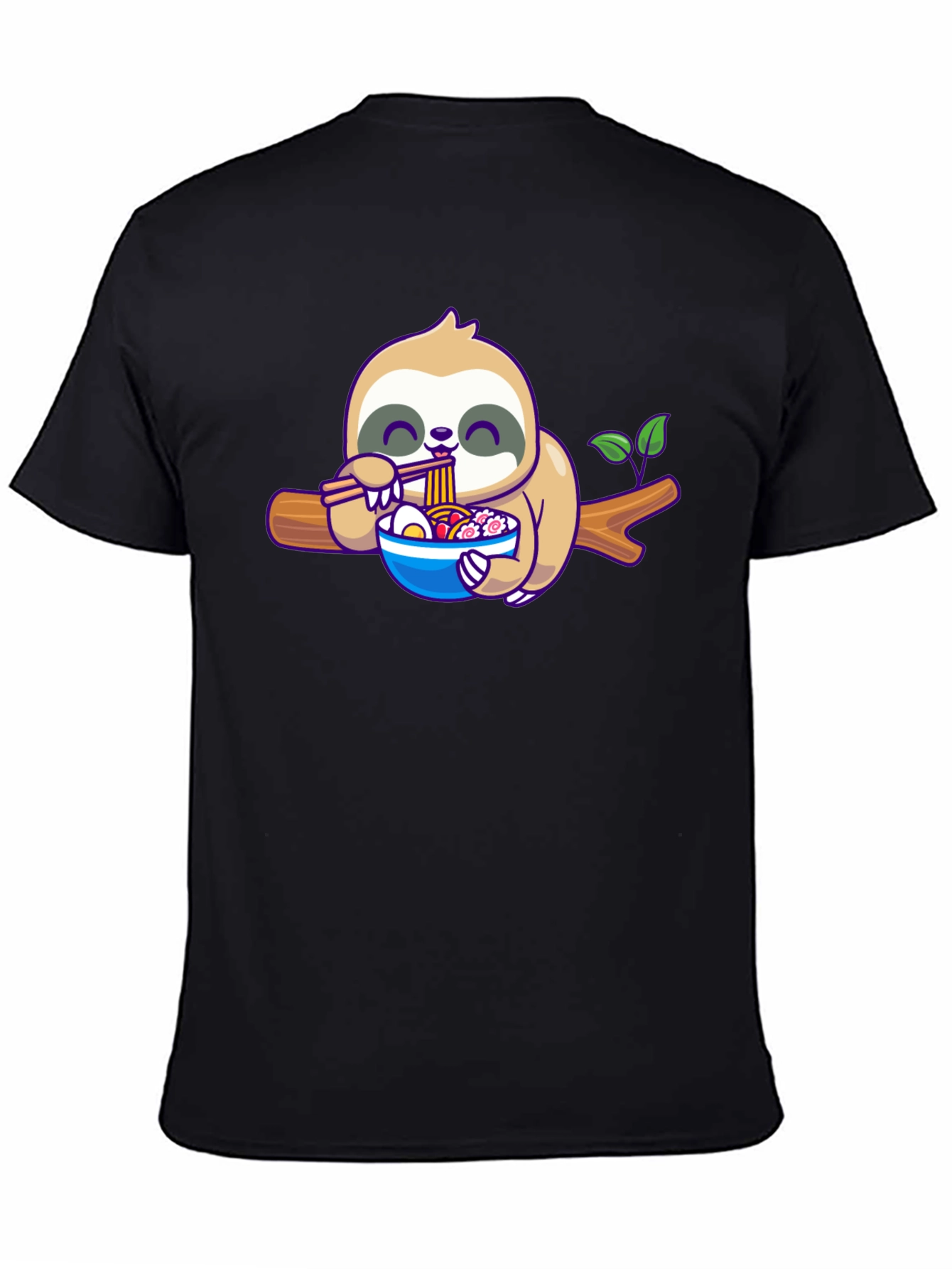 Black Sloth Ramen T-Shirt: Cute Cartoon Animal Tee view 4