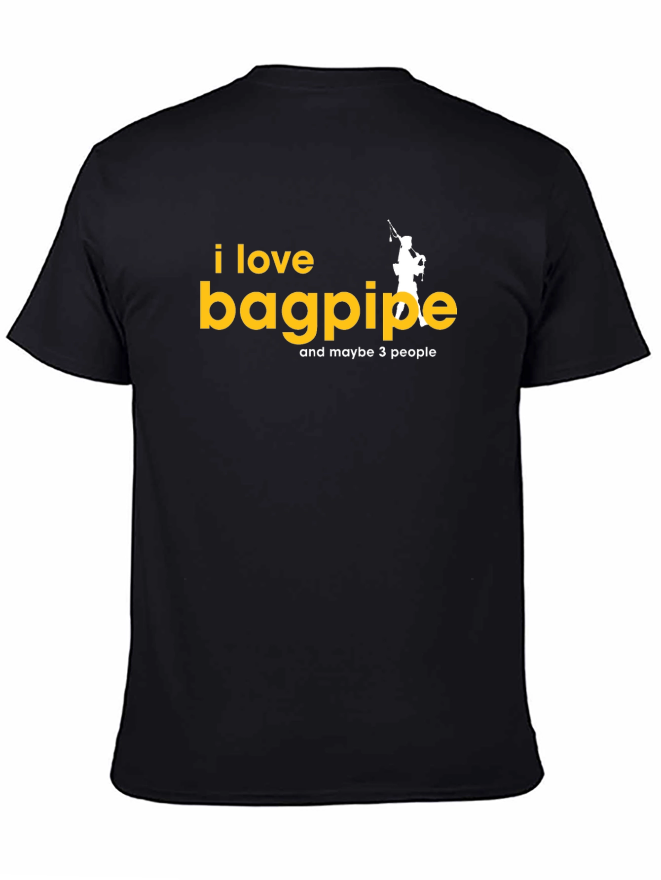 Black I Love Bagpipes T-Shirt - Funny Musician Tee view 4
