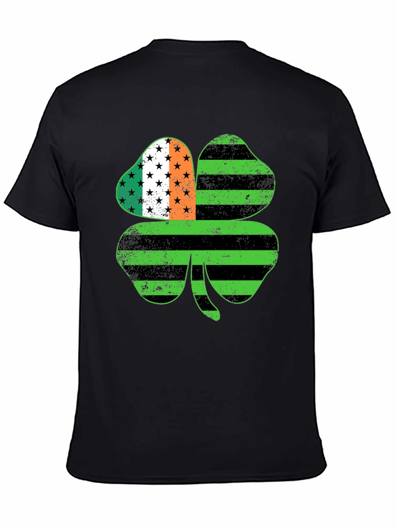 Black St. Patrick's Day Shamrock T-Shirt view 4