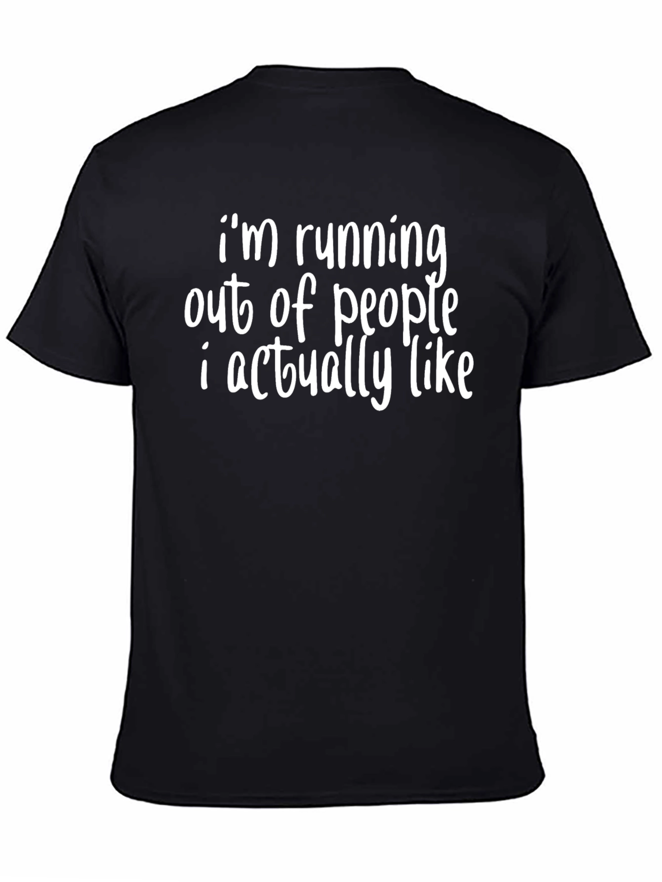 Black Funny 'Running Out of People' Black Graphic T-Shirt view 4