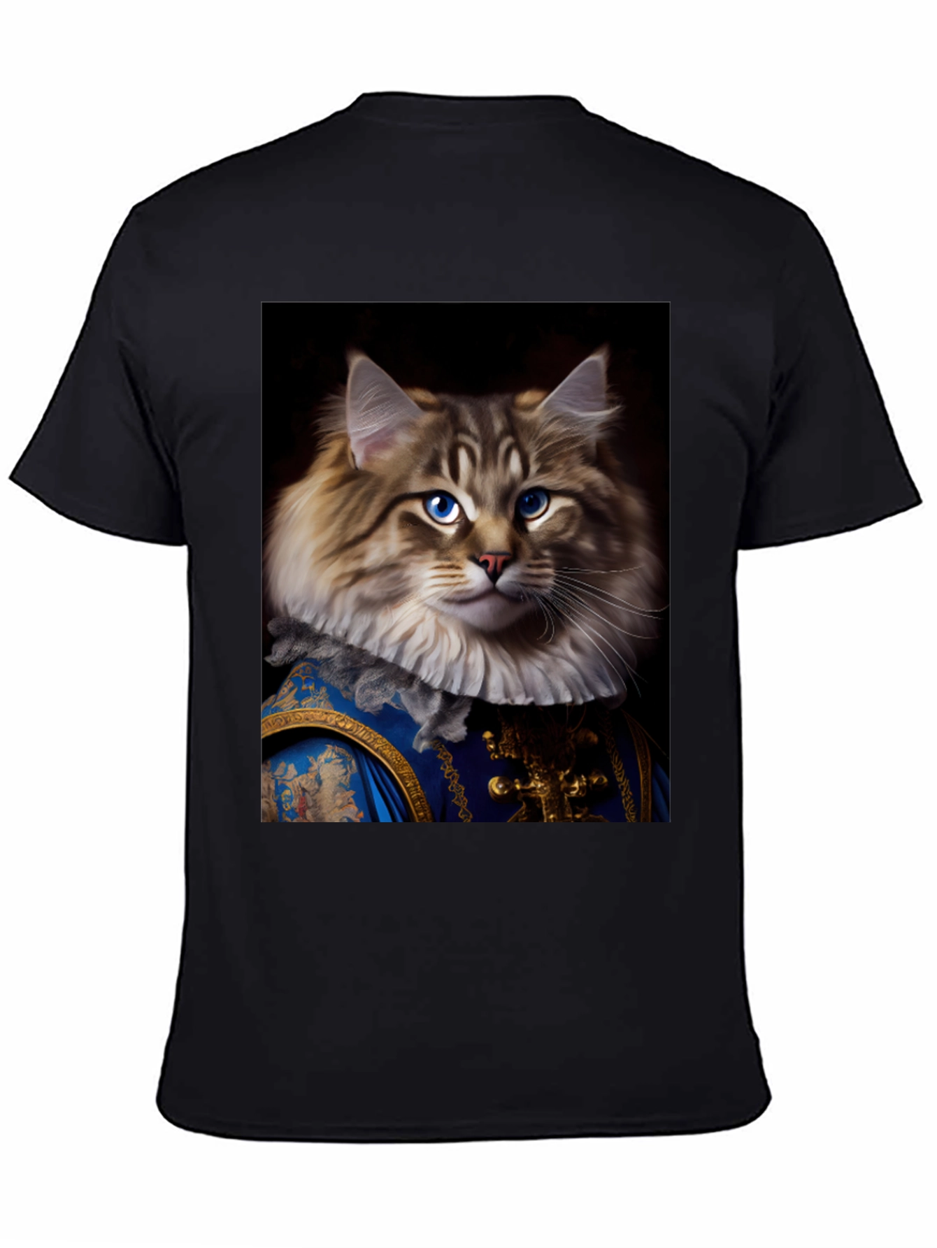 Black Regal Cat Portrait T-Shirt view 4