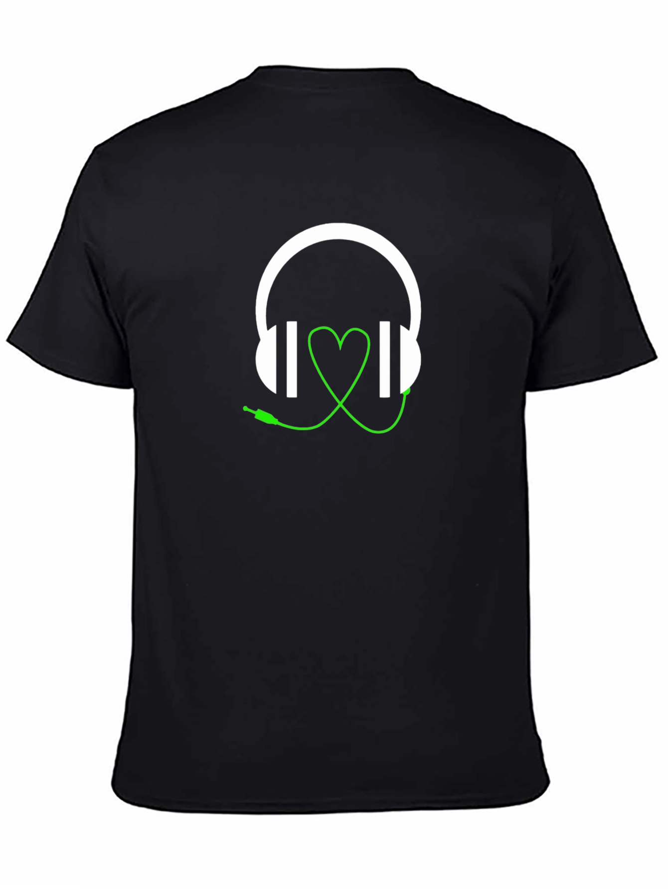 Black Headphones Heartbeat Graphic Tee view 4