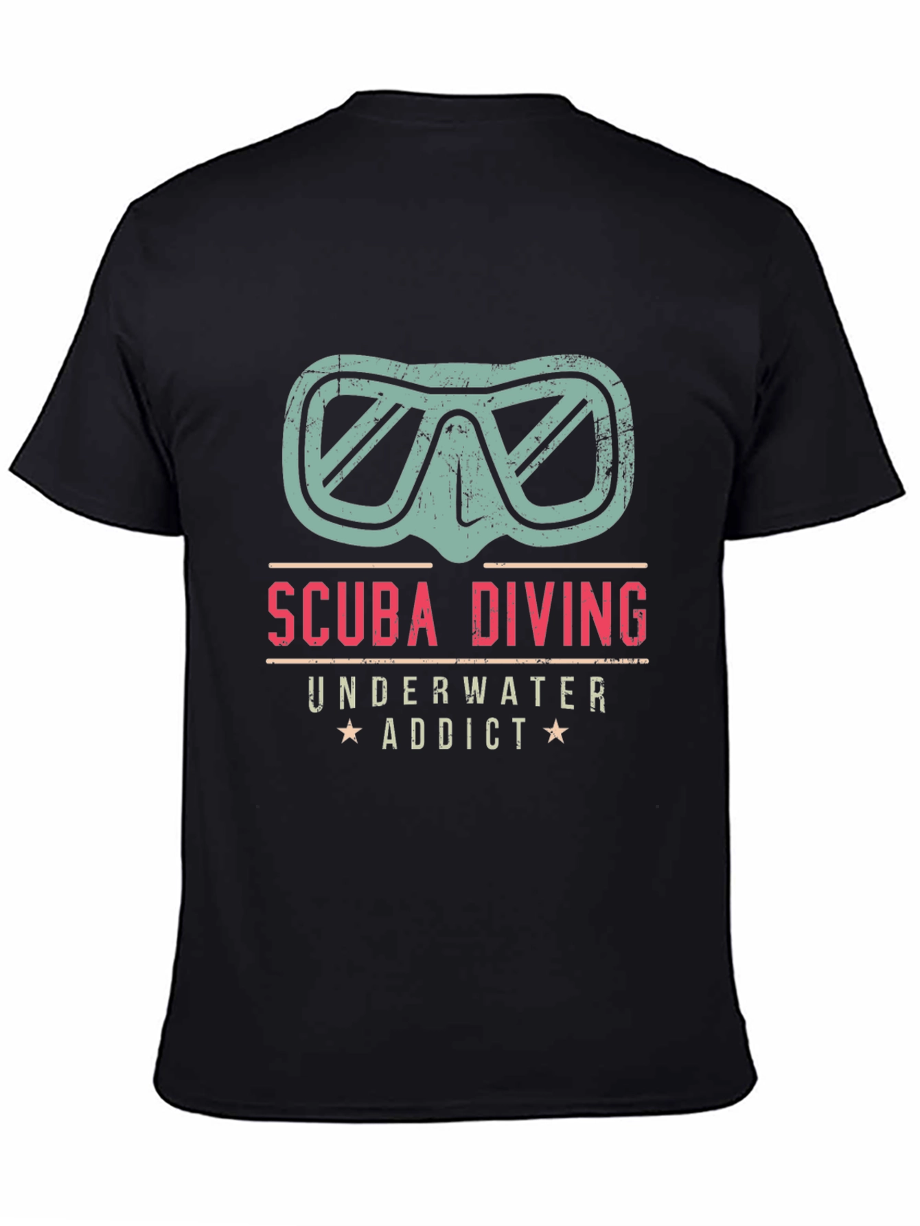 Black Scuba Diving Underwater Addict T-Shirt view 4