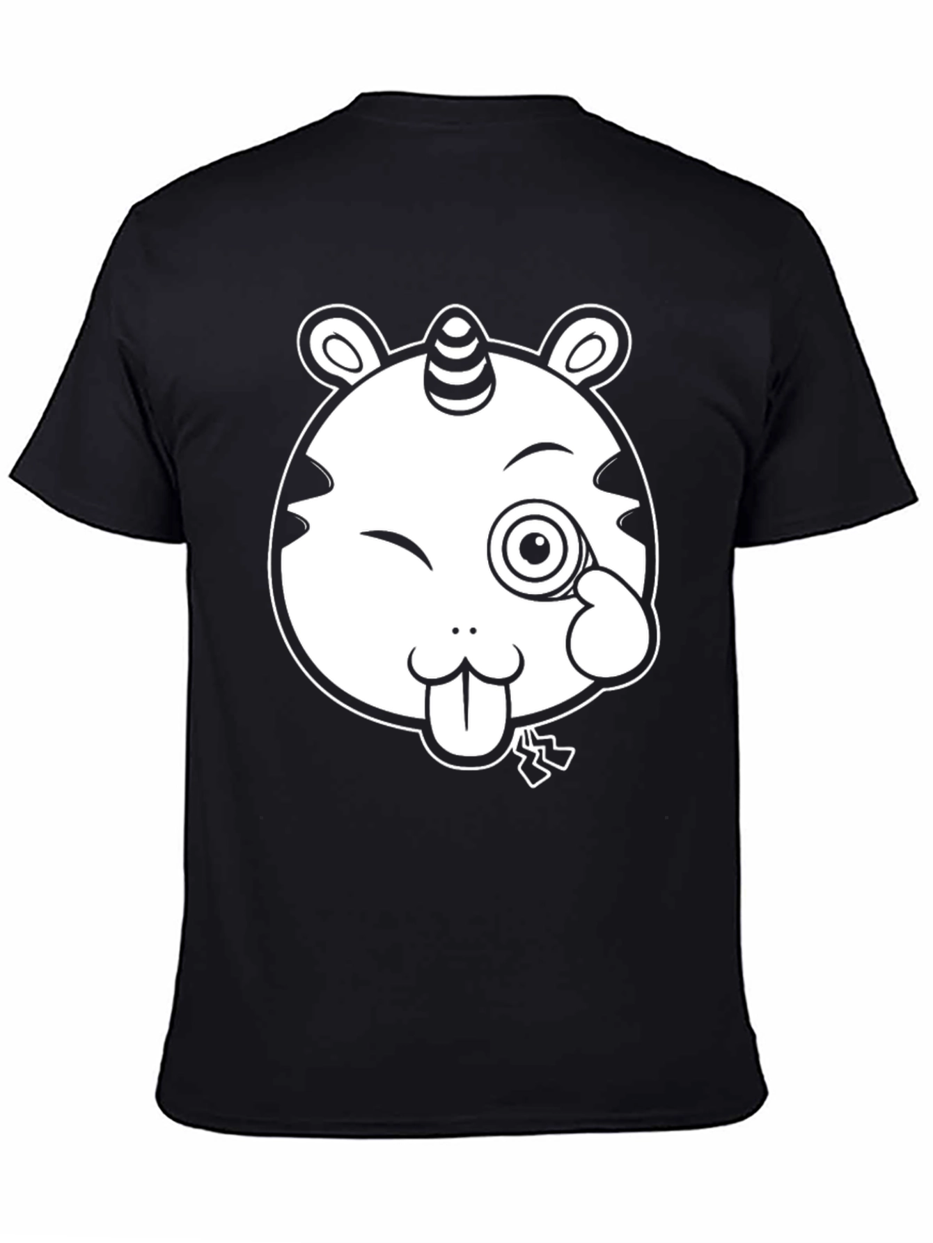 Black Winking Unicorn Bear Black T-Shirt view 4