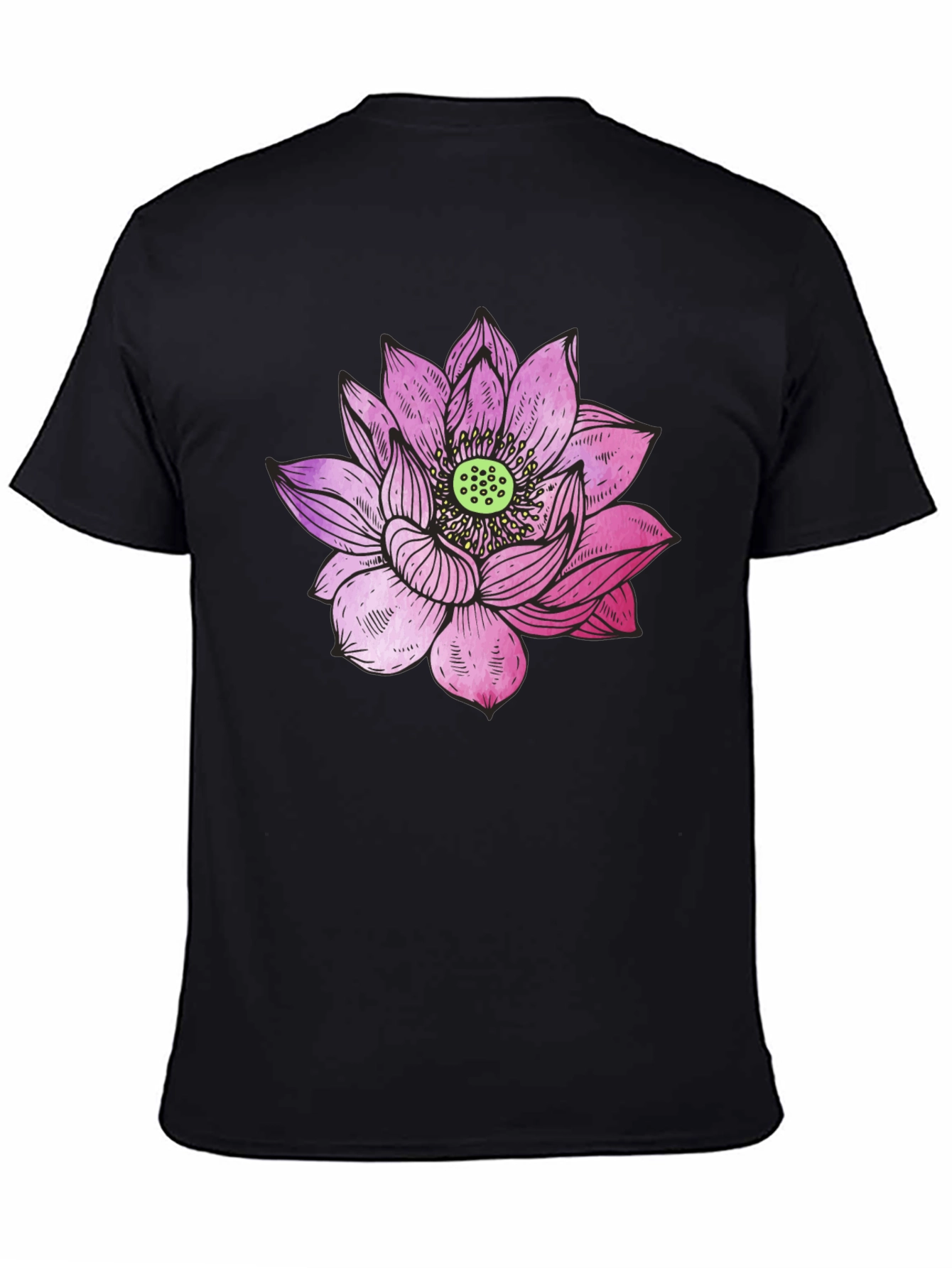 Black Lotus Flower Graphic Tee view 4