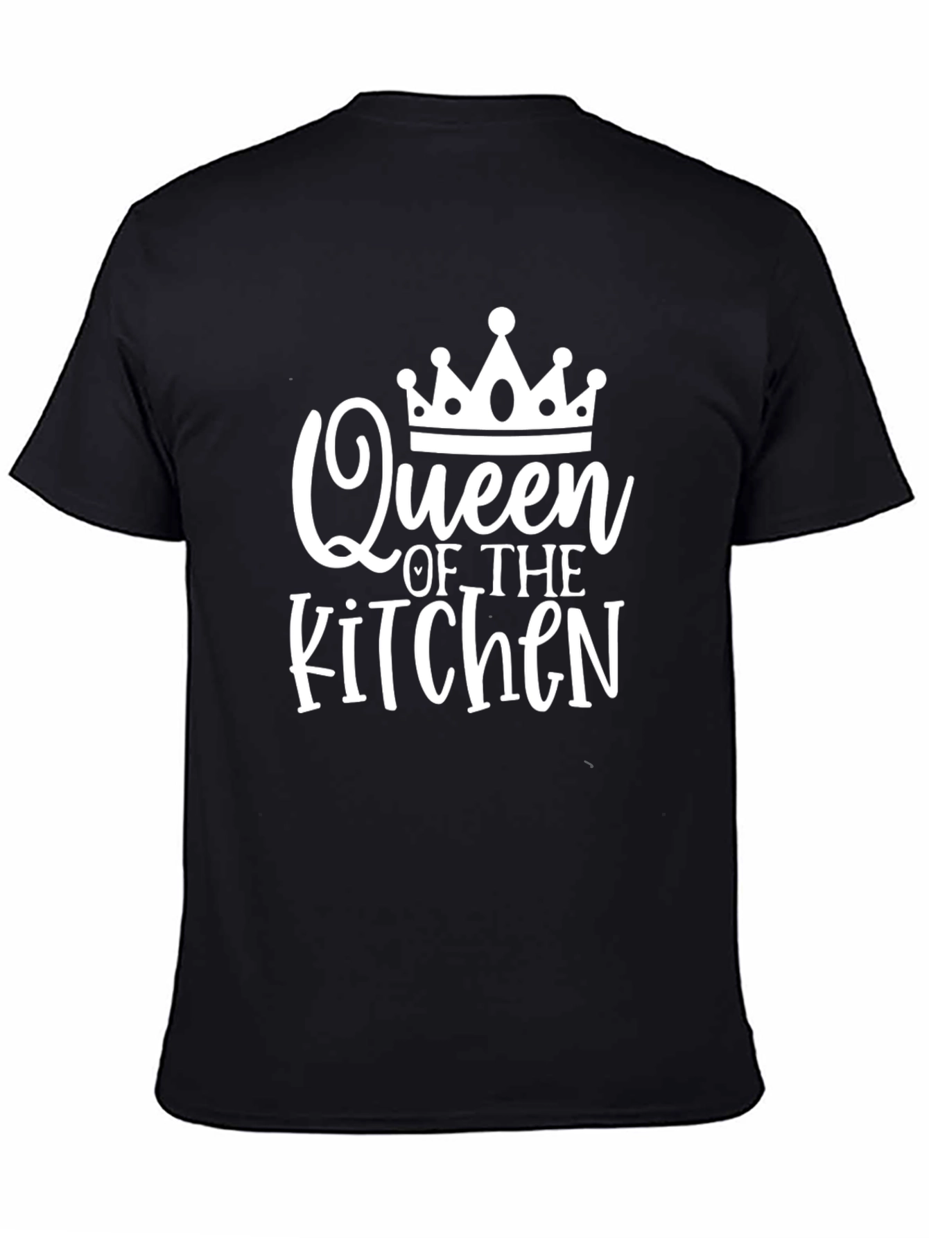 Black Queen of The Kitchen Graphic T-Shirt - Black Cotton Tee view 4