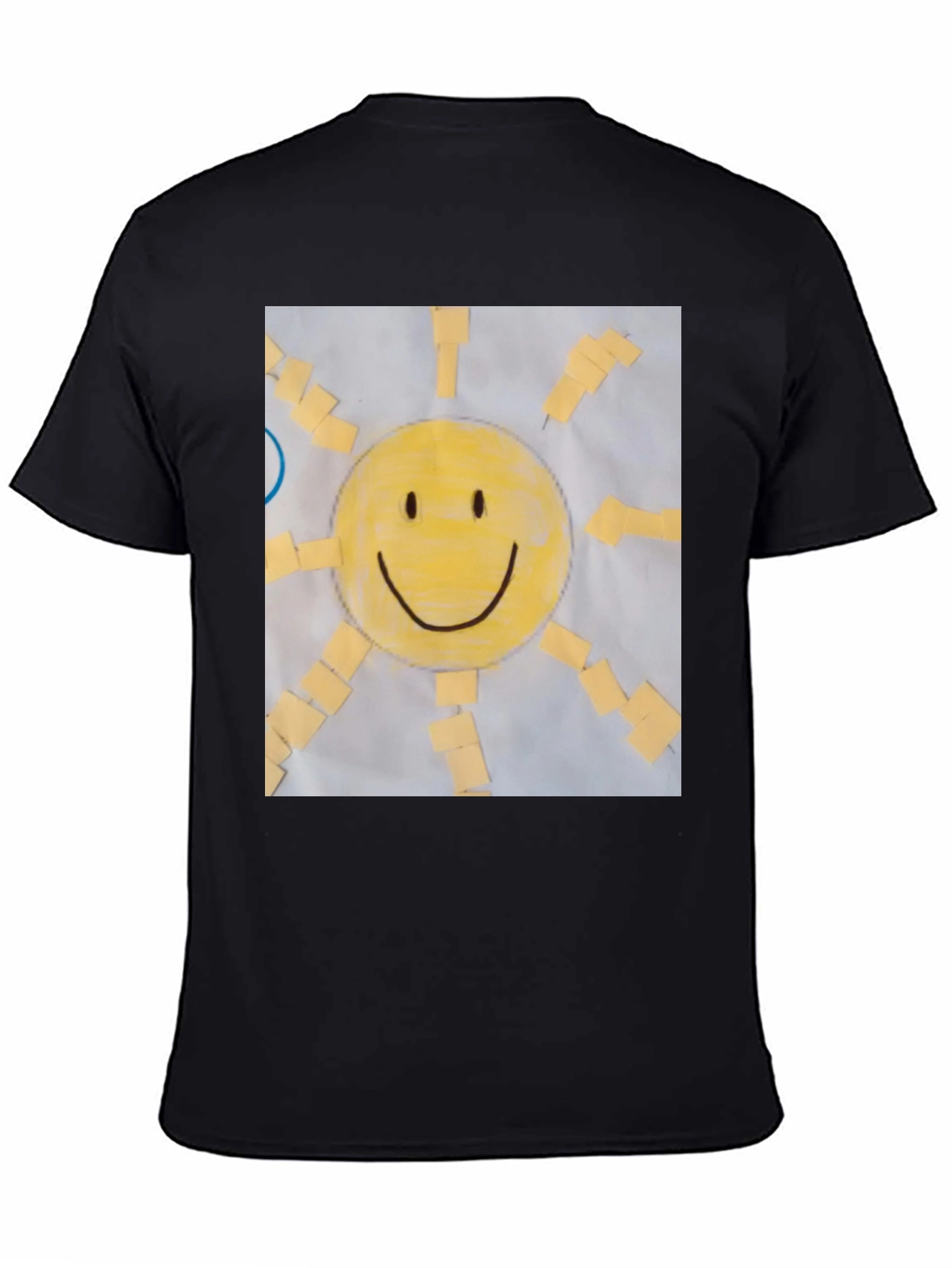 Black Smiley Face Sun Graphic Tee - Cheerful Black T-Shirt view 4