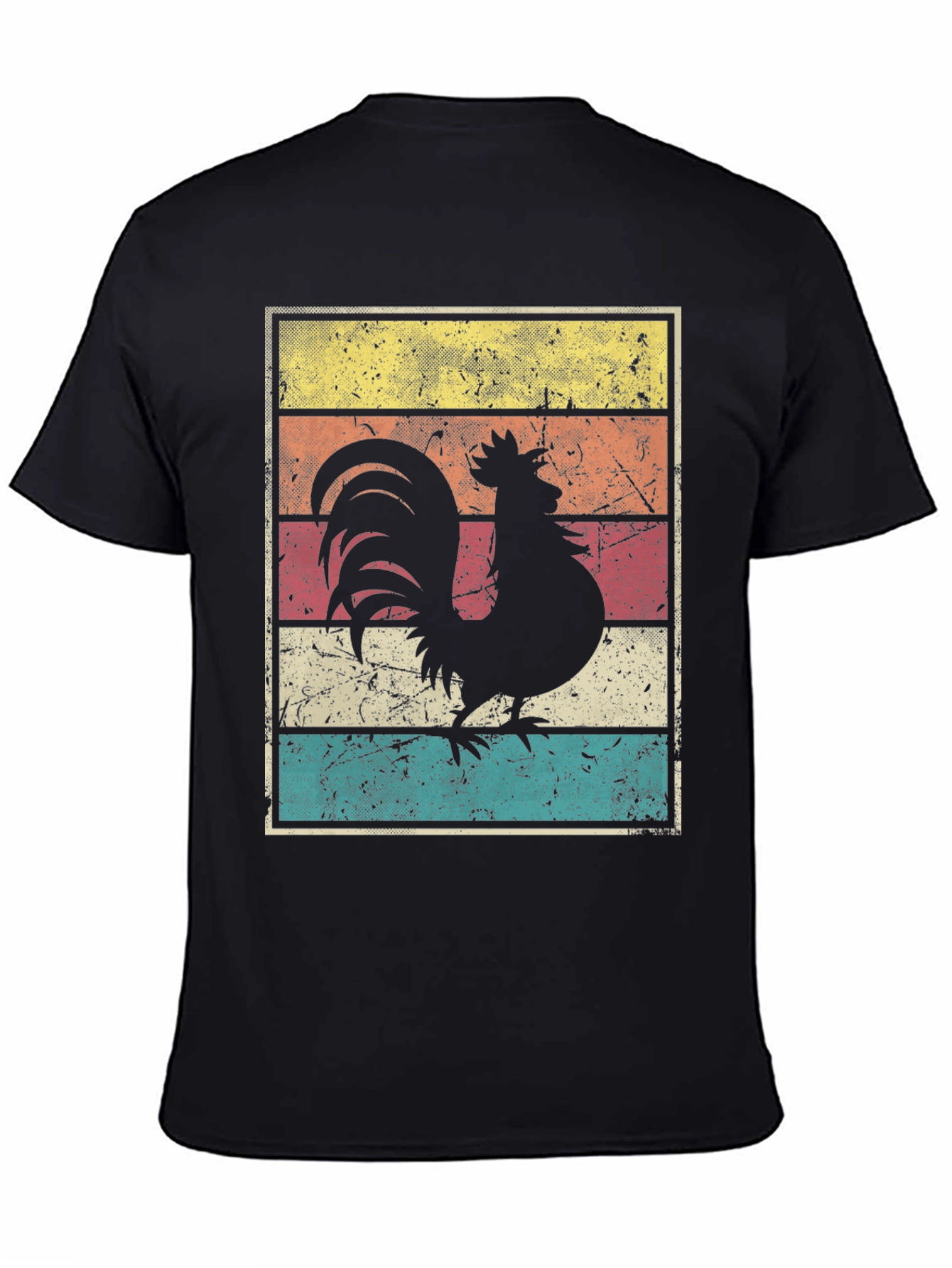 Black Retro Rooster Graphic Tee view 4