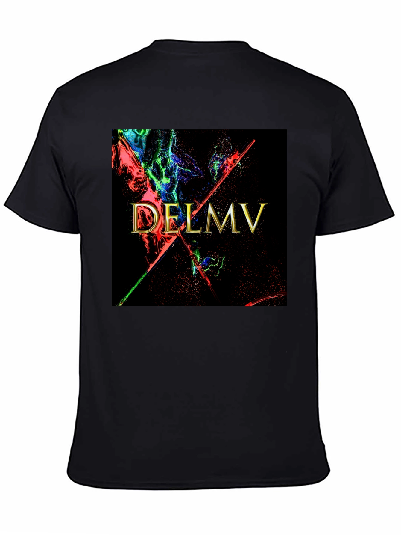 Black DELMV Abstract Graphic Black T-Shirt view 4