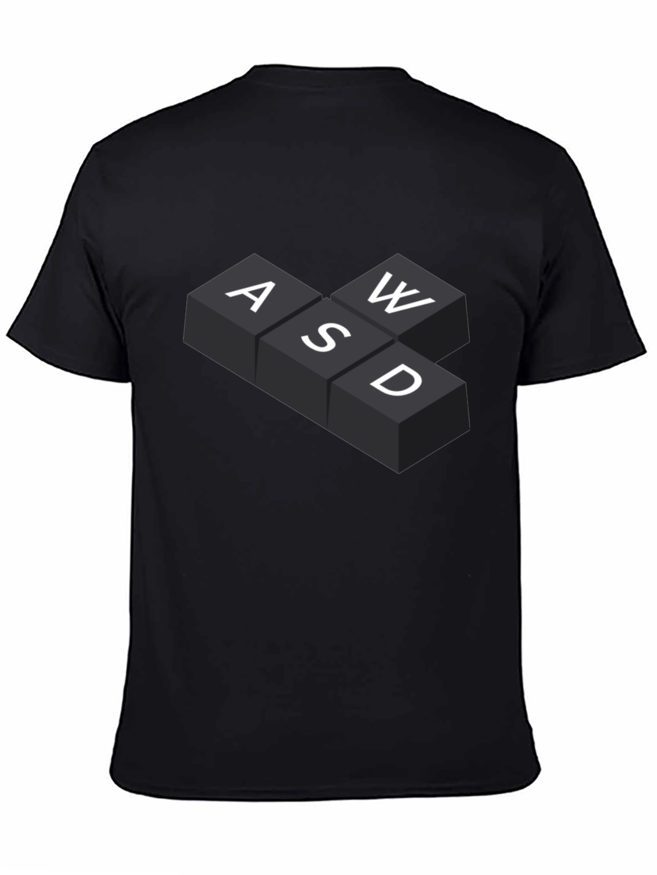 Black WASD Gaming Keys T-Shirt - Black view 4