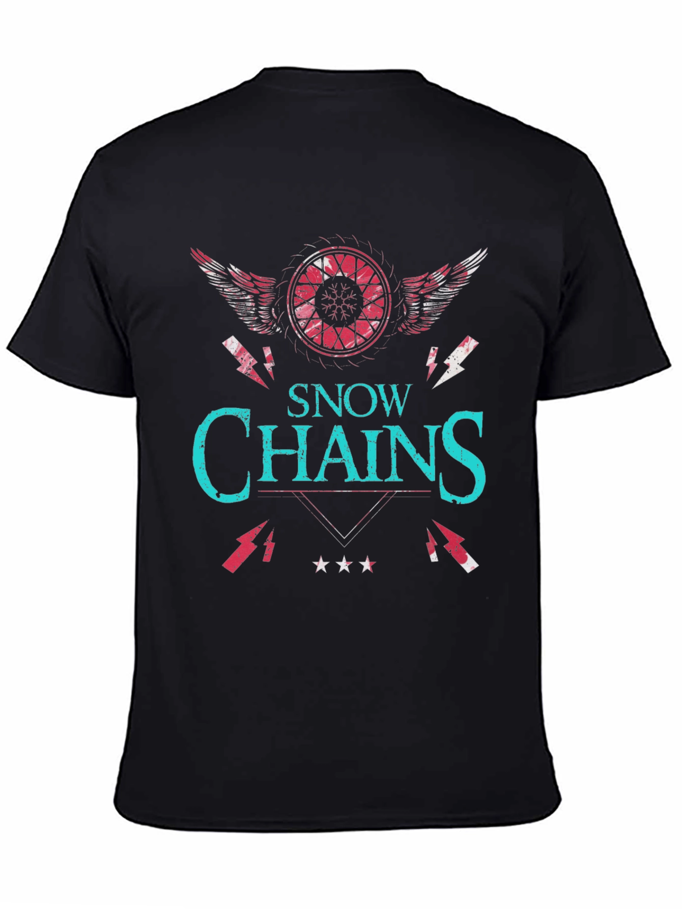 Black Snow Chains Graphic T-Shirt - Unique Design view 4