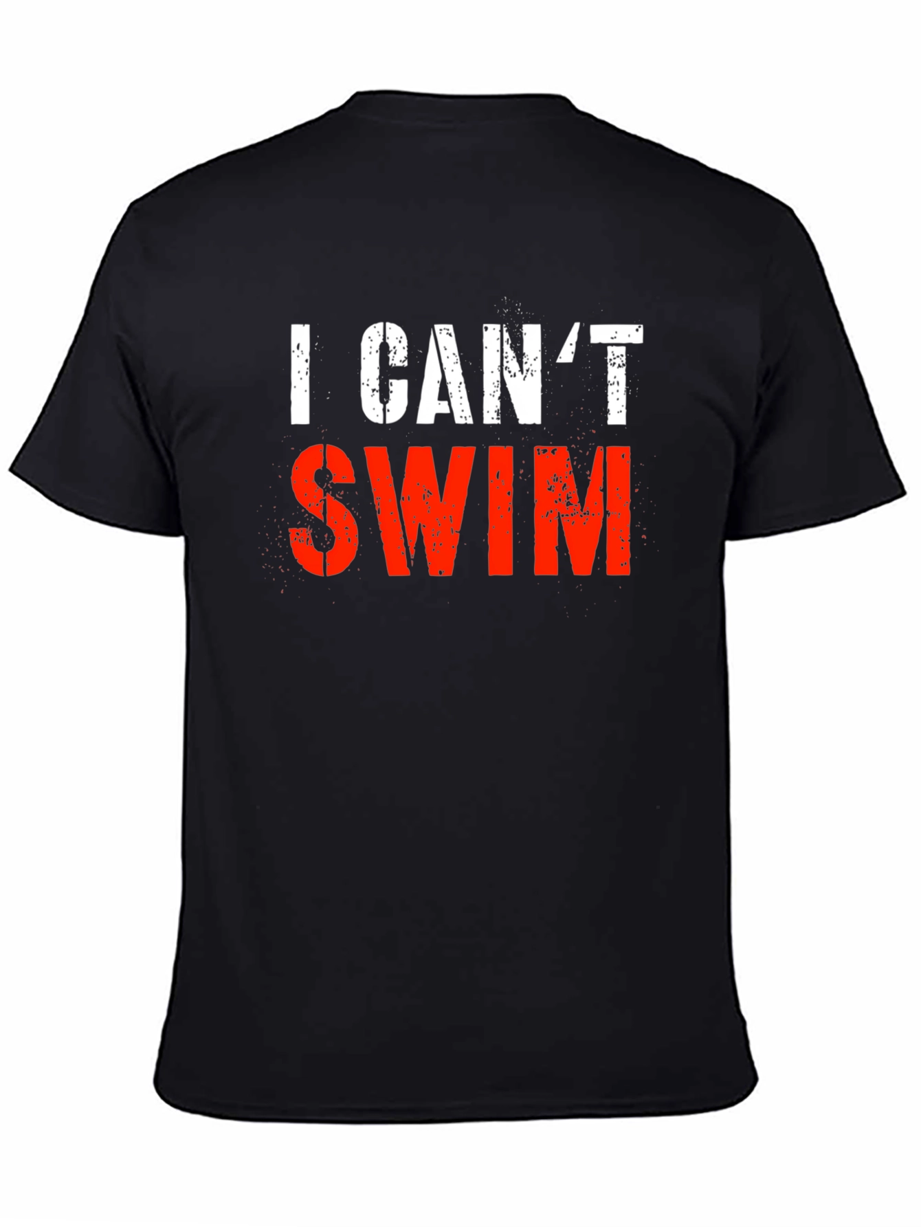 Black I Can't Swim Graphic Tee - Black Cotton T-Shirt view 4