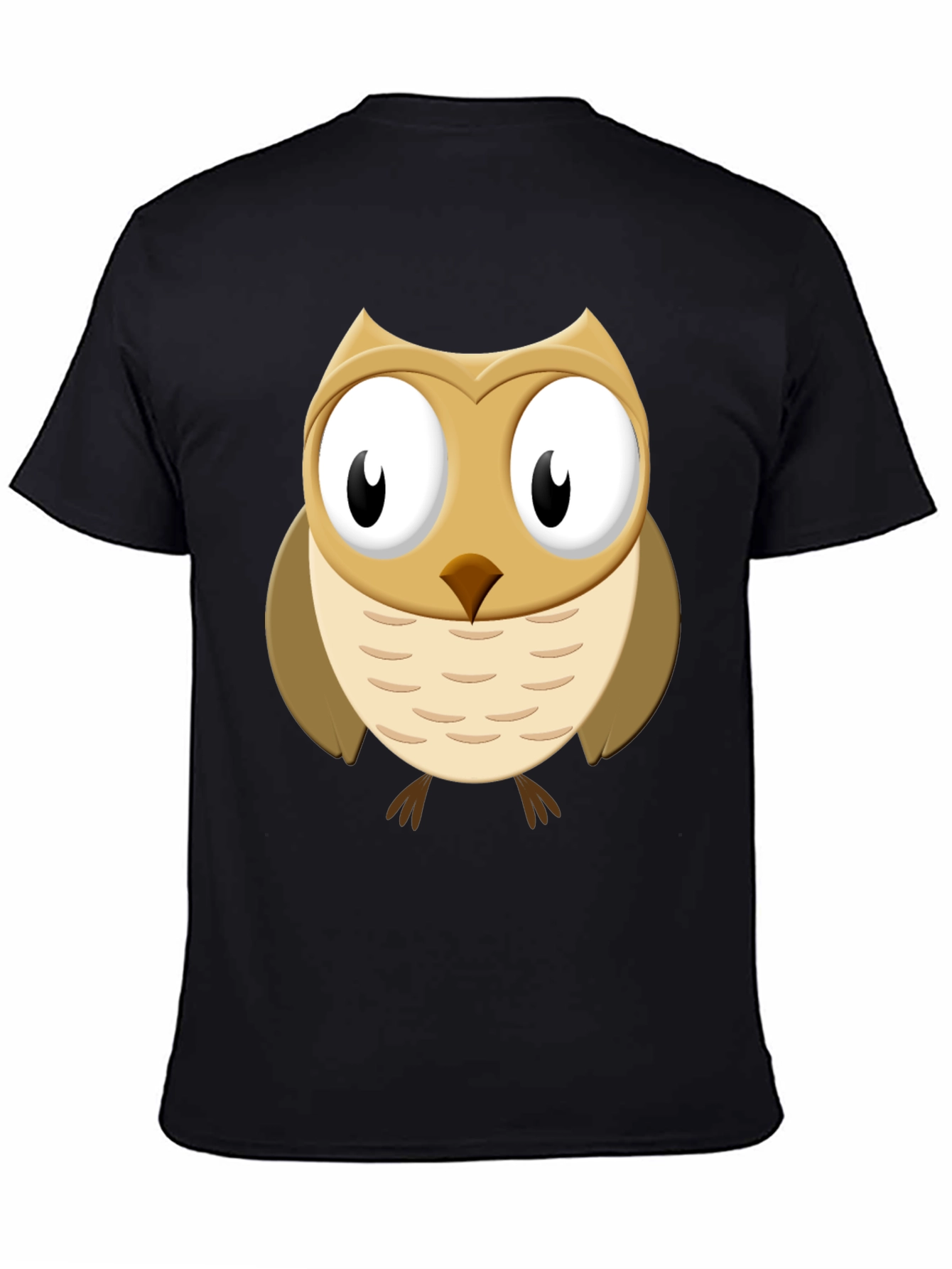 Black Cute Cartoon Owl Graphic Tee - Black Cotton Casual Shirt view 4