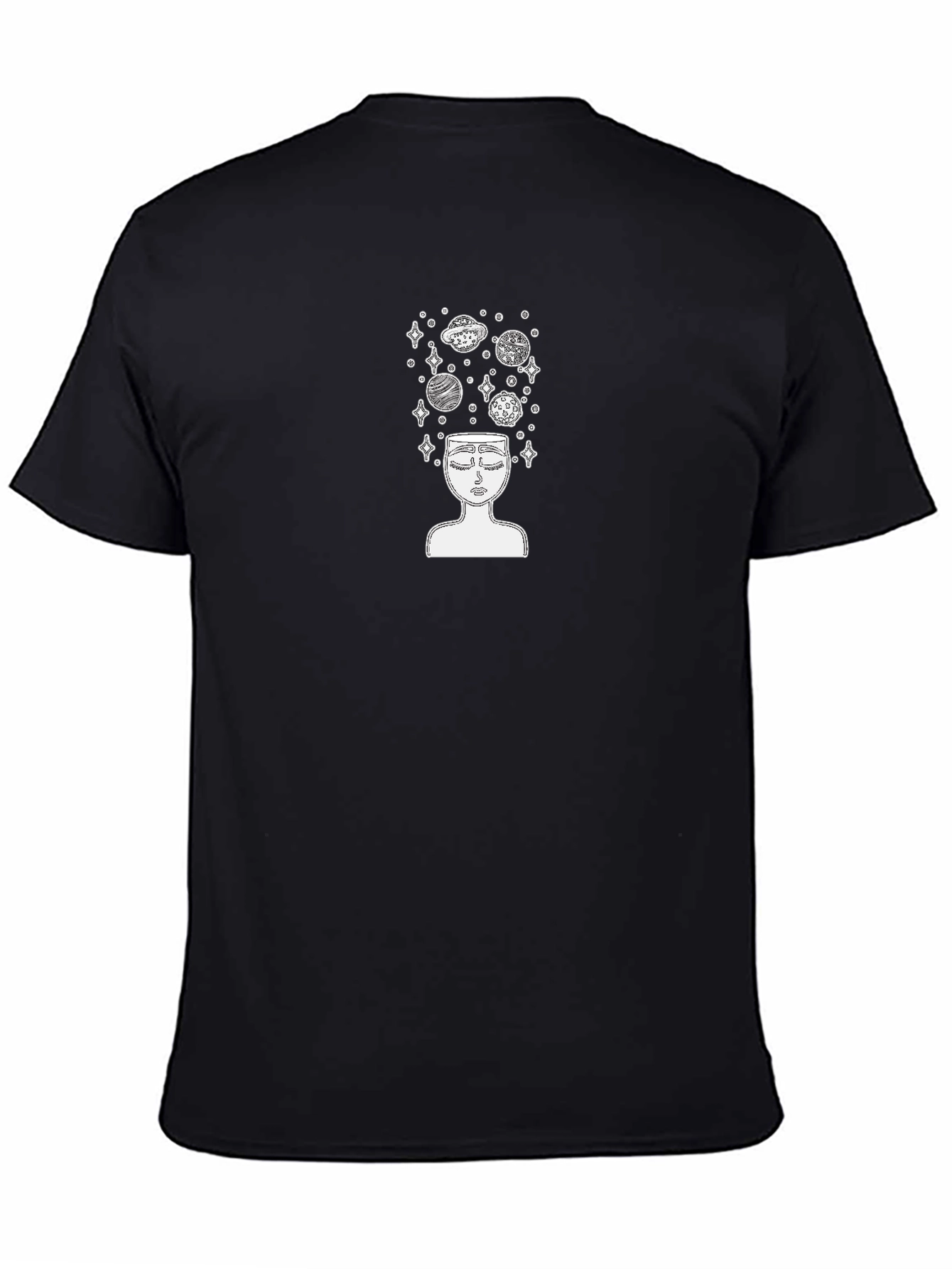 Black Cosmic Thoughts Black T-Shirt view 4