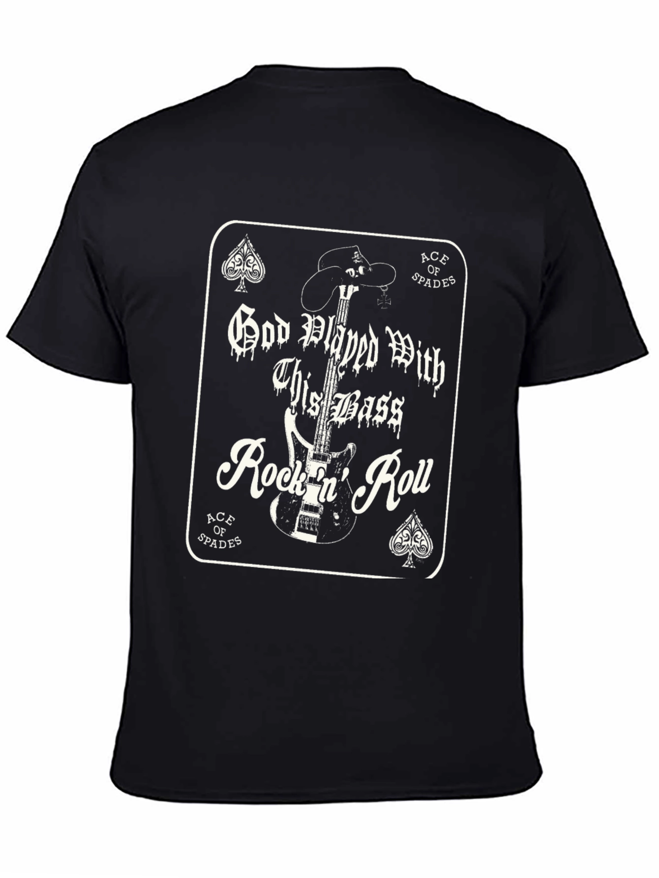Black God Played Bass Rock 'n' Roll Ace of Spades T-Shirt view 4