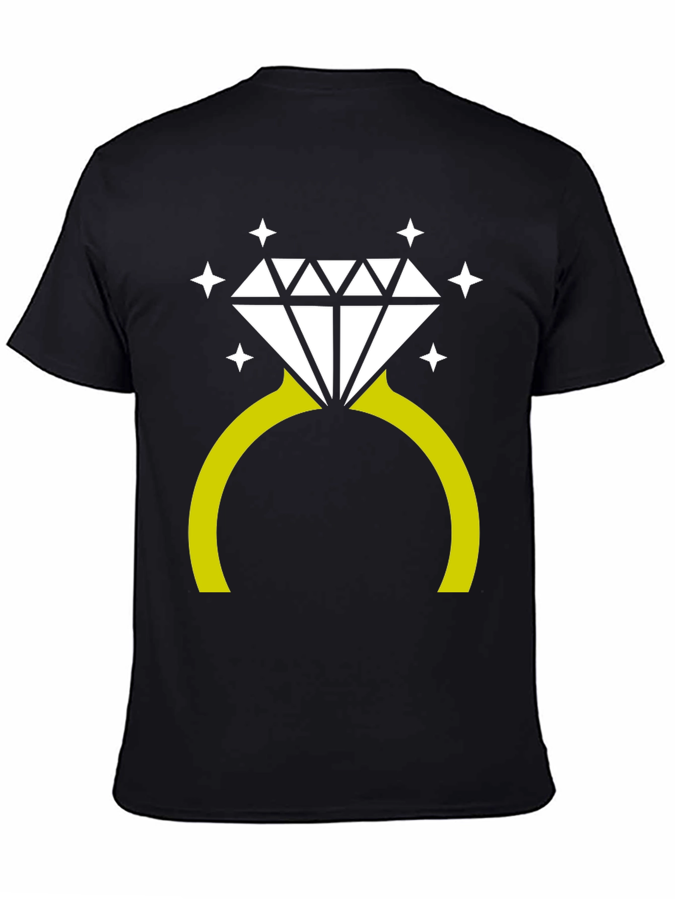 Black Diamond Ring Graphic Tee - Stylish Novelty T-Shirt view 4