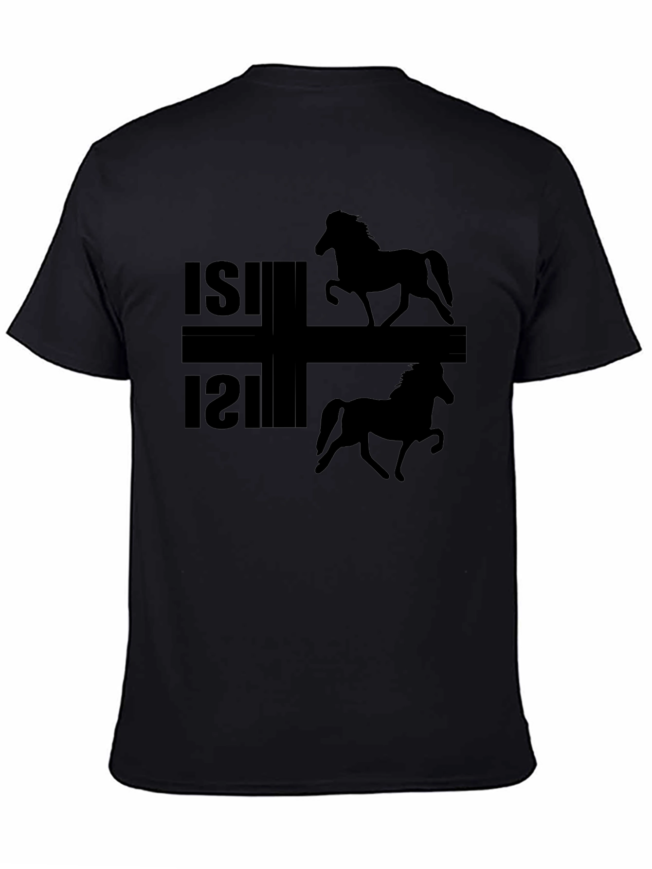 Icelandic Horse Black T-Shirt  - 4