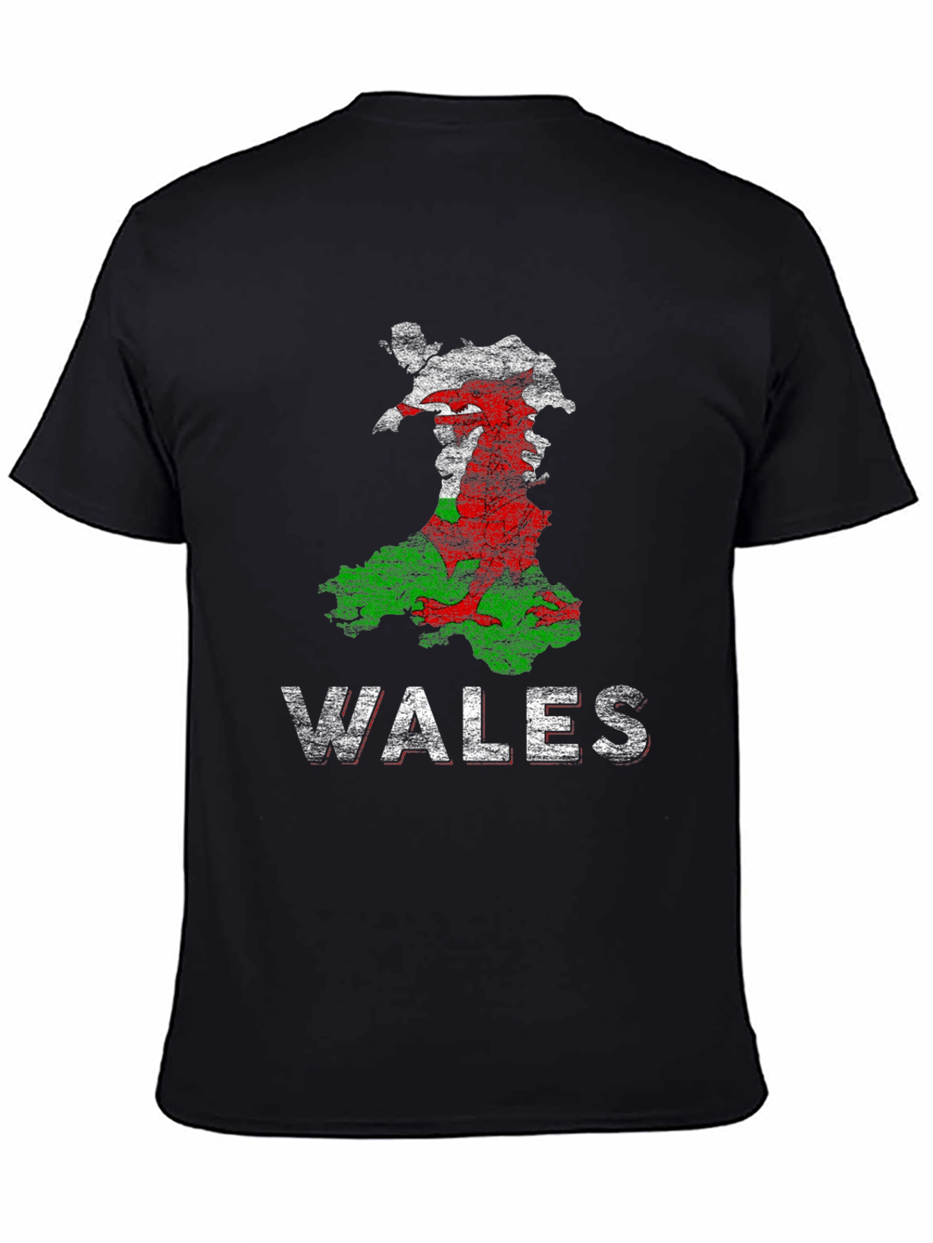 Black Wales Flag Map Graphic T-Shirt view 4